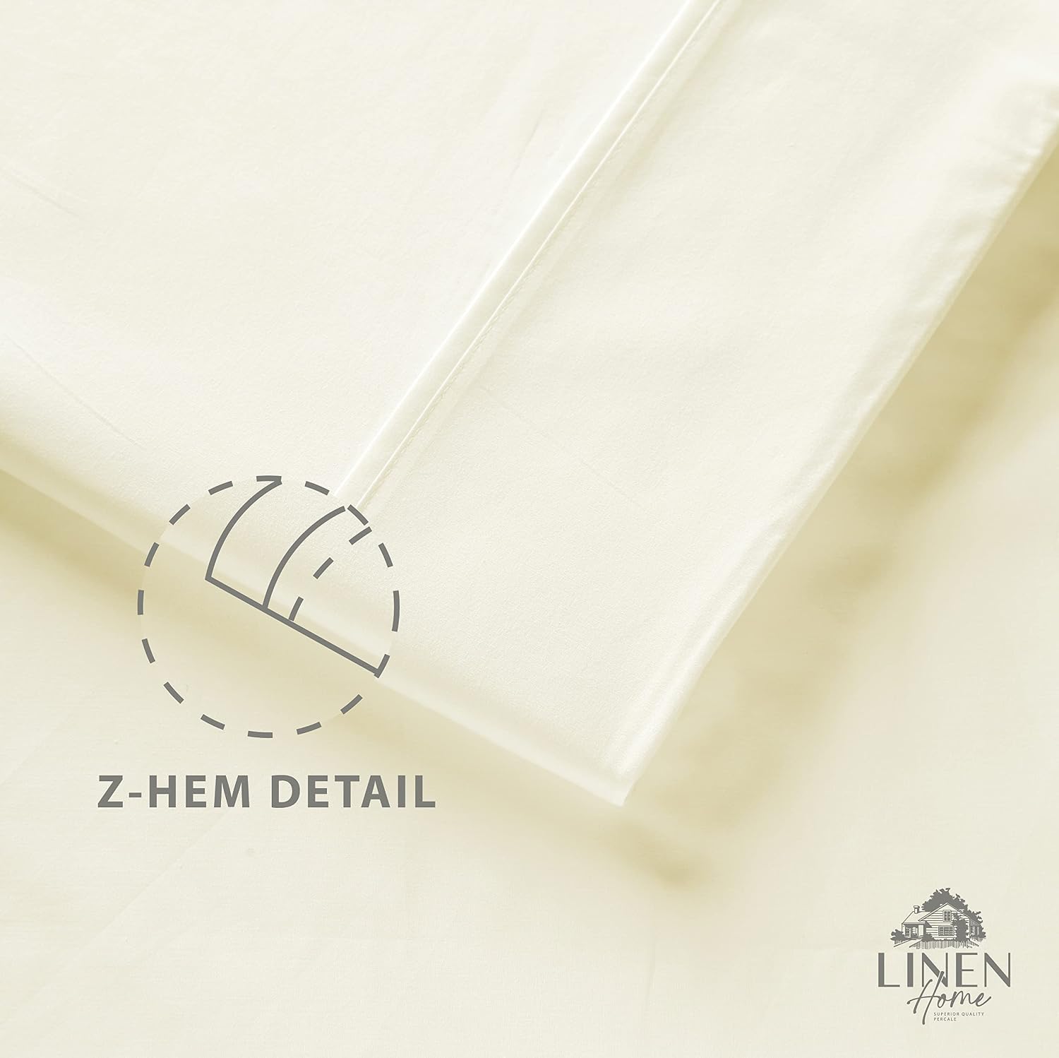100% Cotton Percale Sheets King Size, Cream, Deep Pocket, 4 Pieces Sheet Set - 1 Flat, 1 Deep Pocket Fitted Sheet and 2 Pillowcases, Crisp Cool and Strong Bed Linen