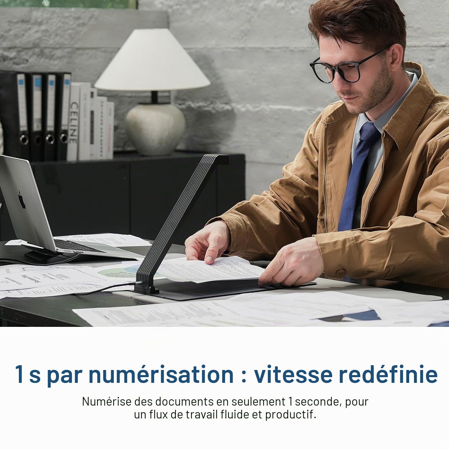 JOYUSING Scanpad100 Scanner de documents le plus portable, appareil photo de documents USB 13 MP, 1 seconde par numérisation, taille de capture A4, OCR, amélioration de l'IA, prêt pour les voyages
