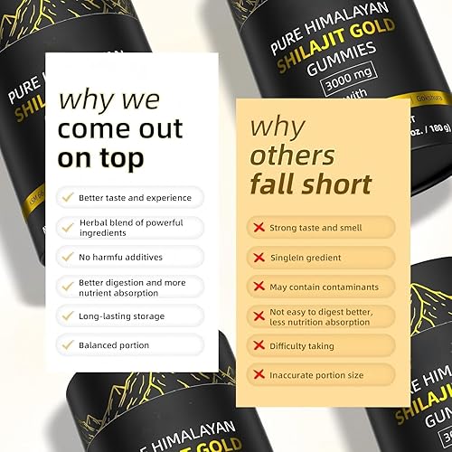 Miniatura 8 de Gomitas Shilajit del Himalaya de 3000 mg de oro para hombres y mujeres, orgánicas y naturales con más de 85 minerales esenciales y ácido fúlvico (1