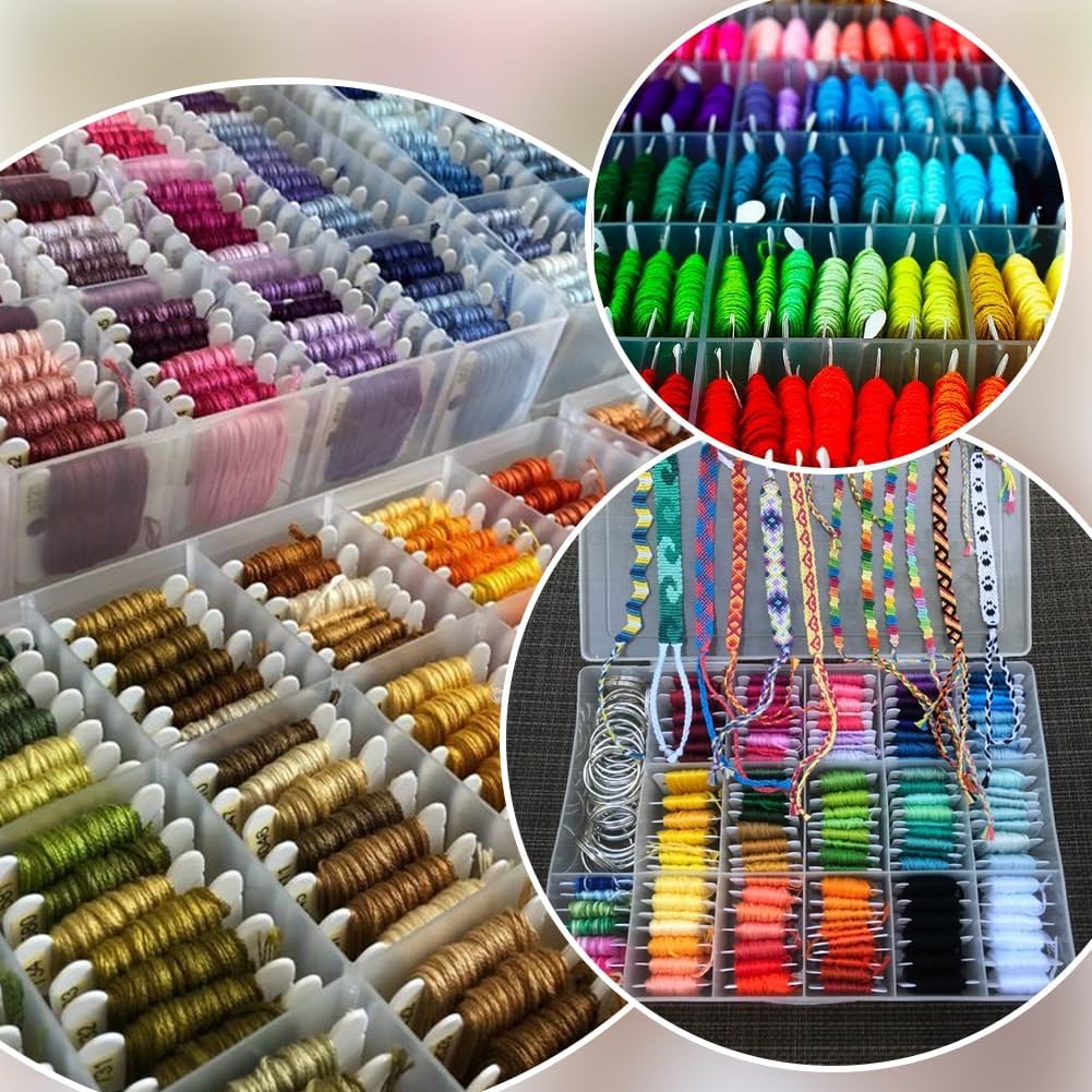SUNNYCLUE 1 Box 100Pcs Embroidery Thread Bobbins Embroidery Floss Cards Paper Cardboard White Floss Sewing Organizer Cross Stitch Thread Holder Storage for DIY Sewing Thread Needlework Supplies