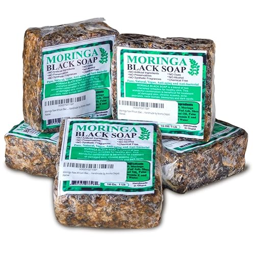Miniatura 4 de Aroma Depot Jabón negro africano crudo de 1 libra. Jabón crudo 100% natural para acné, eczema, psoriasis, eliminación de cicatrices cara y lavado