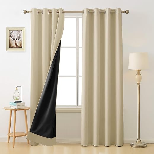 Cloth Fusion 100% Blackout Door Curtains 7 Feet Long Set of 2 with Blackout Lining, Double Layer Room Darkening Parda with...