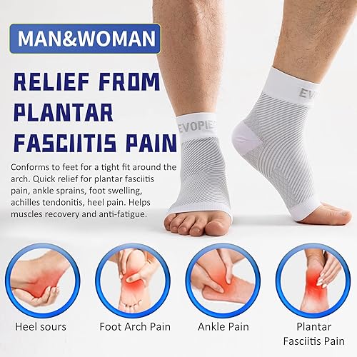 Miniatura 4 de Manga de compresión de tobillo con punta abierta, calcetines de compresión para el tobillo, soporte para fascitis plantar, soporte de tobillo para