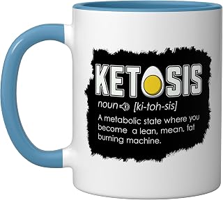 Ketosis A Metabolic State Healthy Lifestyle Ketogenic Diet Ceramic Mug, Blue/White