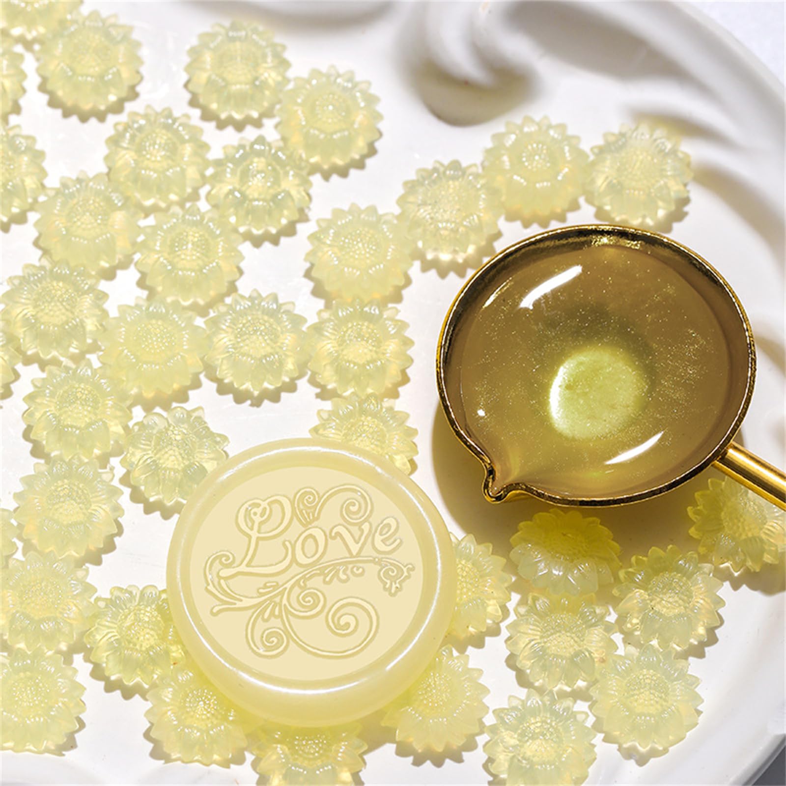 Hsioluted Pcs Sunflowers Waxes Seal Beads Translucent Sealing Waxes Beads Great for Envelopes Wedding Invitations Decoration