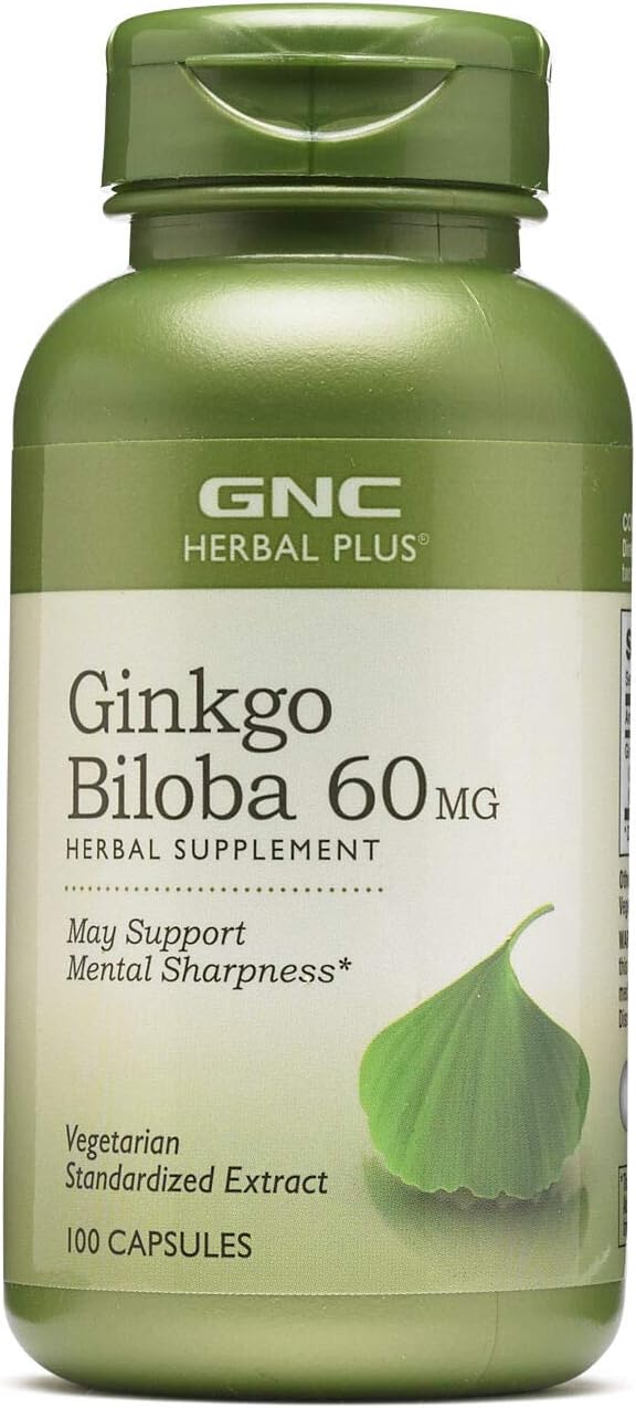 GNC Herbal Plus Ginkgo Biloba 60mg, 100 Capsules, Supports Mental Sharpness : Health & Household