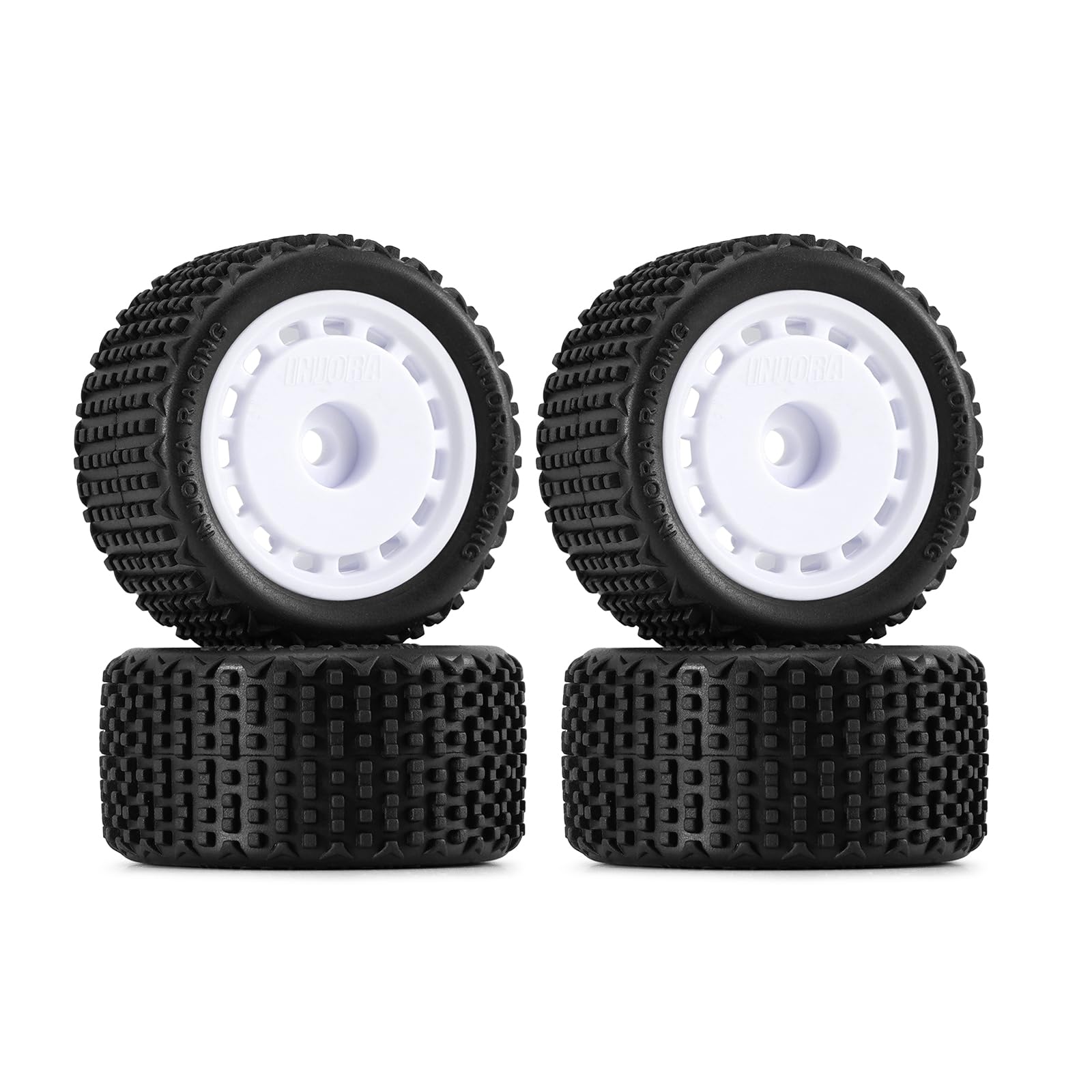 INJORA Pre-mounted Pin Buggy Tires & Wheels for 1/28 Losi Micro-T,4pcs