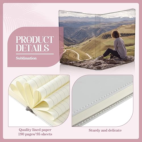 Miniatura 3 de Zonon 4 cuadernos de sublimación en blanco A6, A5, A4, 190 páginas, cuadernos gruesos de piel sintética, cuadernos de sublimación, diario de