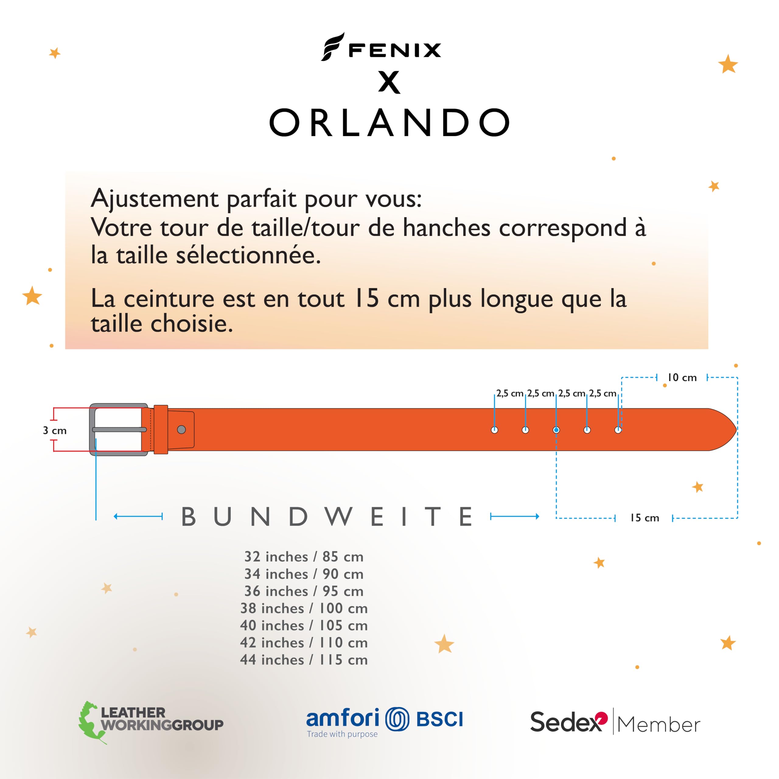 FENIX ORLANDO Ceinture enfant garçon et filles, ceinture en cuir pour uniforme et Jeans, ceinture ado, ceinture réglable en cuir, taille 55 cm à 75 cm, boucle sans nickel 30 mm de large