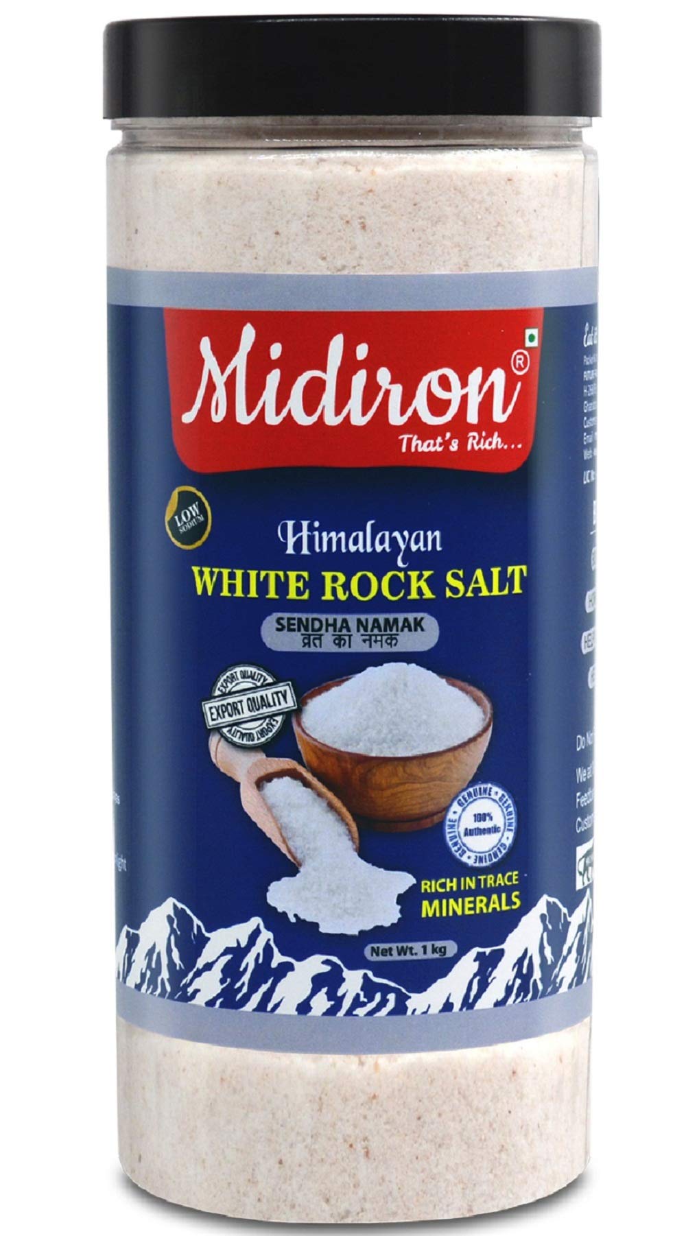 Midiron Mineral rich Salt for Healthy Cooking | Weight Loss, Natural Substitute of Sea Salt | Sendha Namak (vrat ka namak) Himalayan Rock Salt Quality | White rock salt (1 Kg) (B0892JB918) Amazon Price History, Amazon Price Tracker