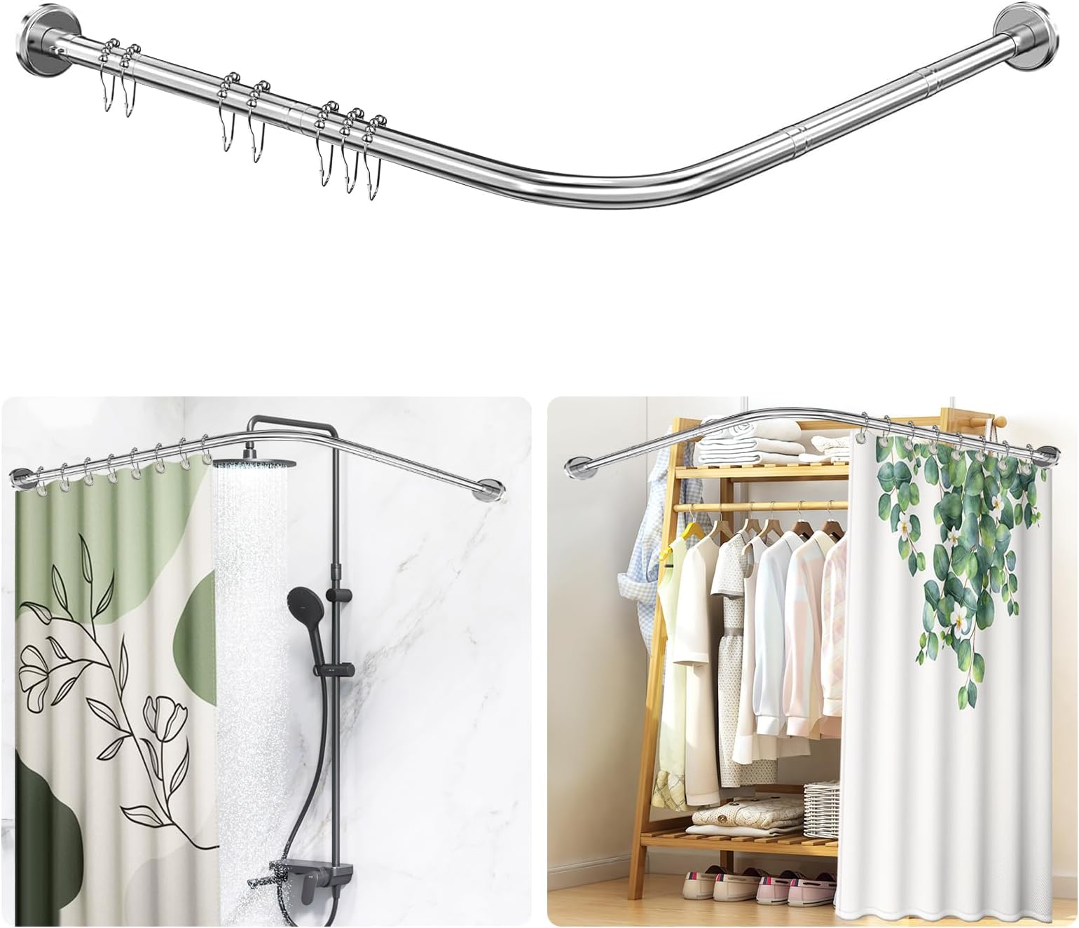 Mebix TRD Tubo para Cortina de Baño en Escuadra Ajustable 80cm-100cm ...