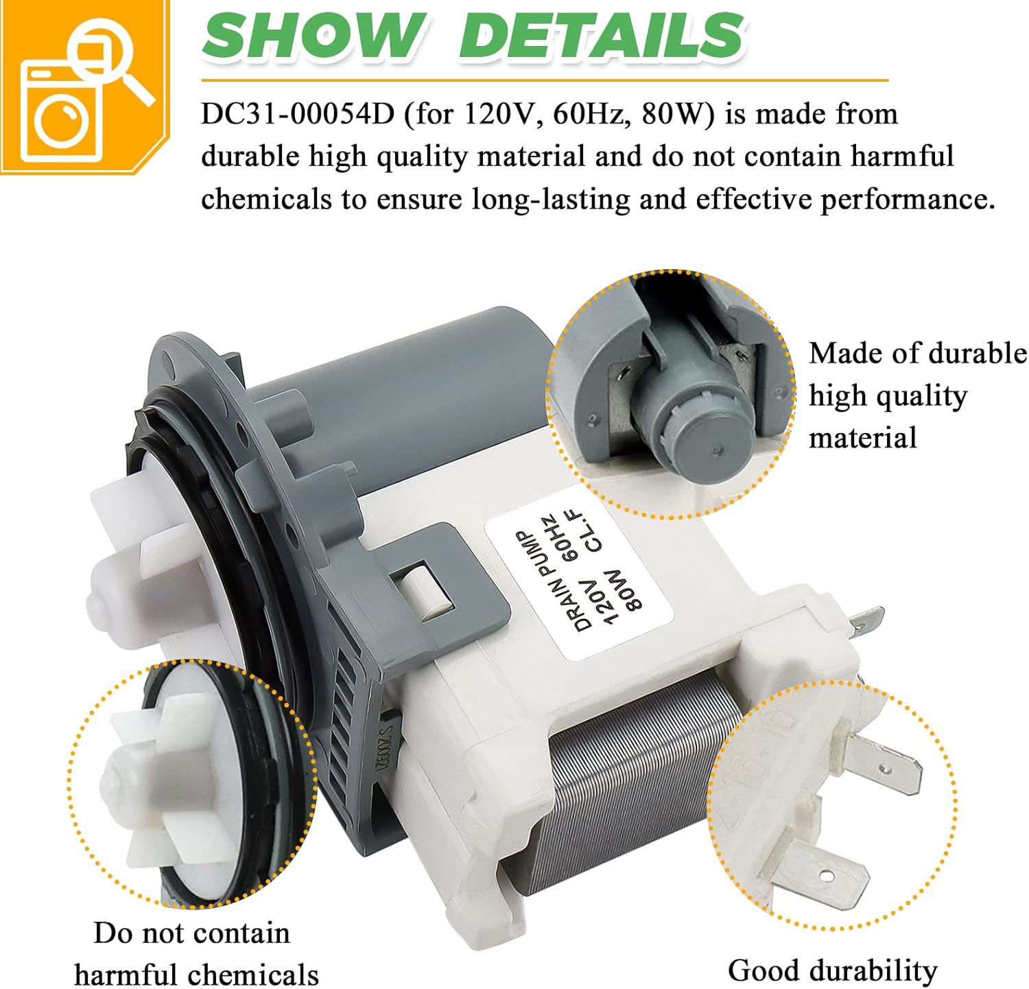 Buy DC3100054D PX351601 Washer Drain Pump Motor by Techecook
