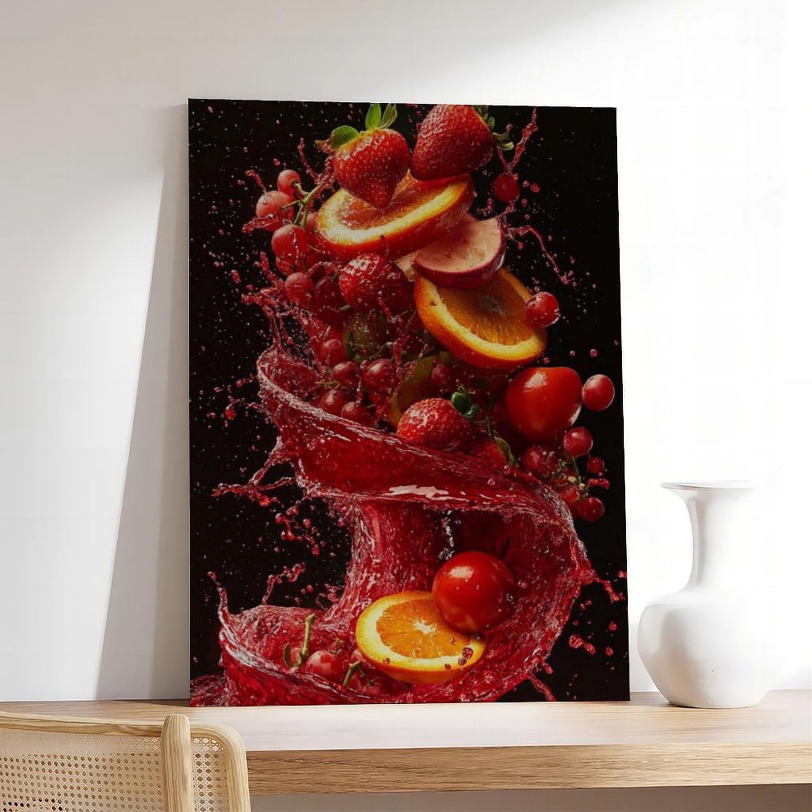 QIOTBVV Cranberry-Saft-Poster, Leinwand-Poster, Schlafzimmerdekoration, Landschaft, Büro, Raumdekoration, Geschenk, 50 x 75 cm