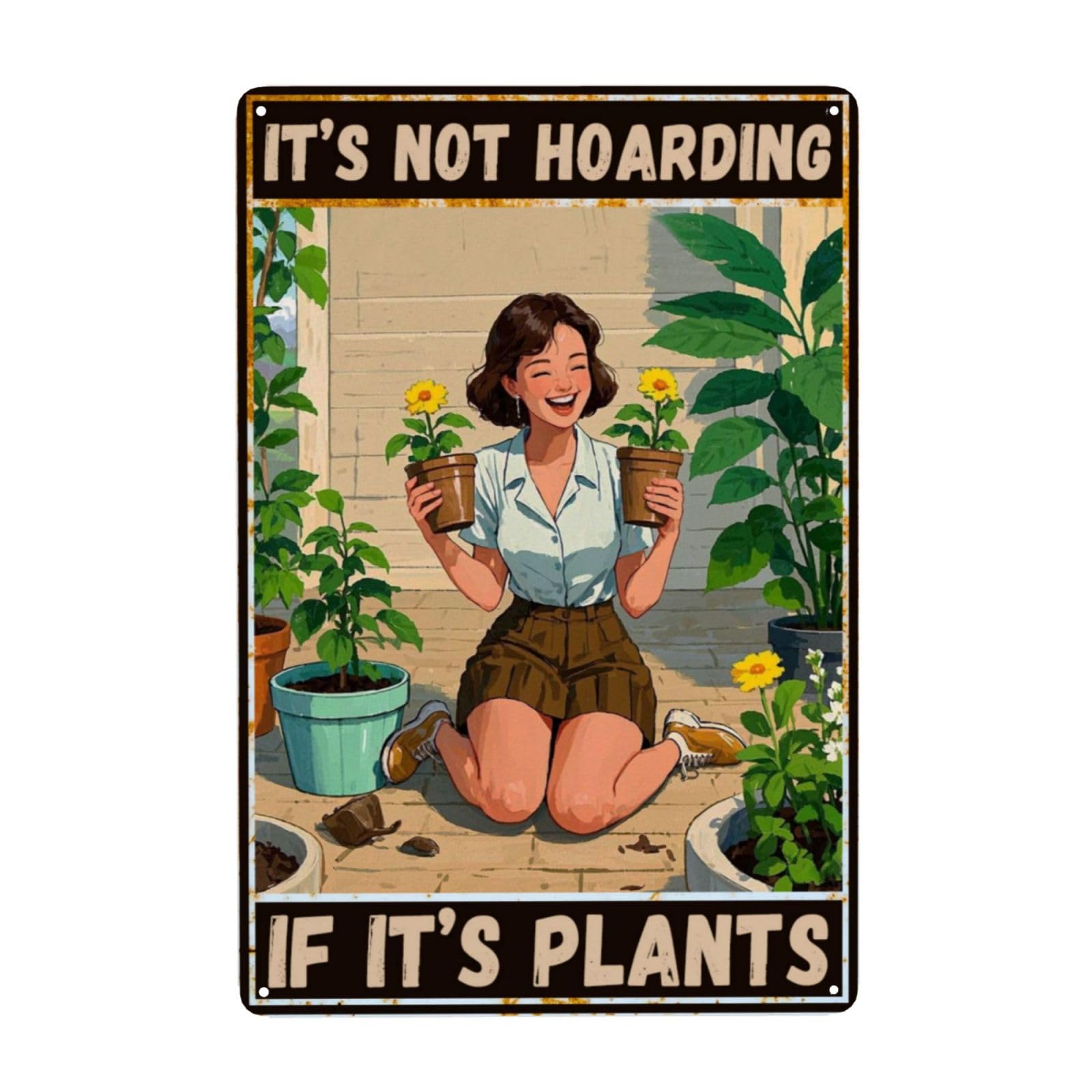 peiyeety Gardening Gifts It'sHoarding If It's Plants Sign for Home Outdoor Decor Garden Lover Retro Metal Tin Sign 8X12 Inch