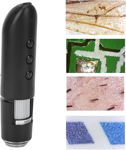 Miniatura 3 de Microscopio digital USB inalámbrico WiFi 1600X, cámara endoscopio de aumento de 8 LED con estuche de transporte compatible para cuero cabelludo,