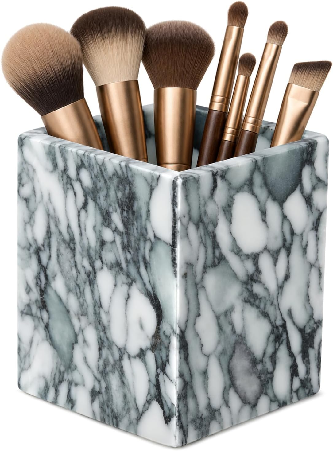 Real Marble Toothbrush Holder, Calacatta Viola Marble Bathroom Organizer