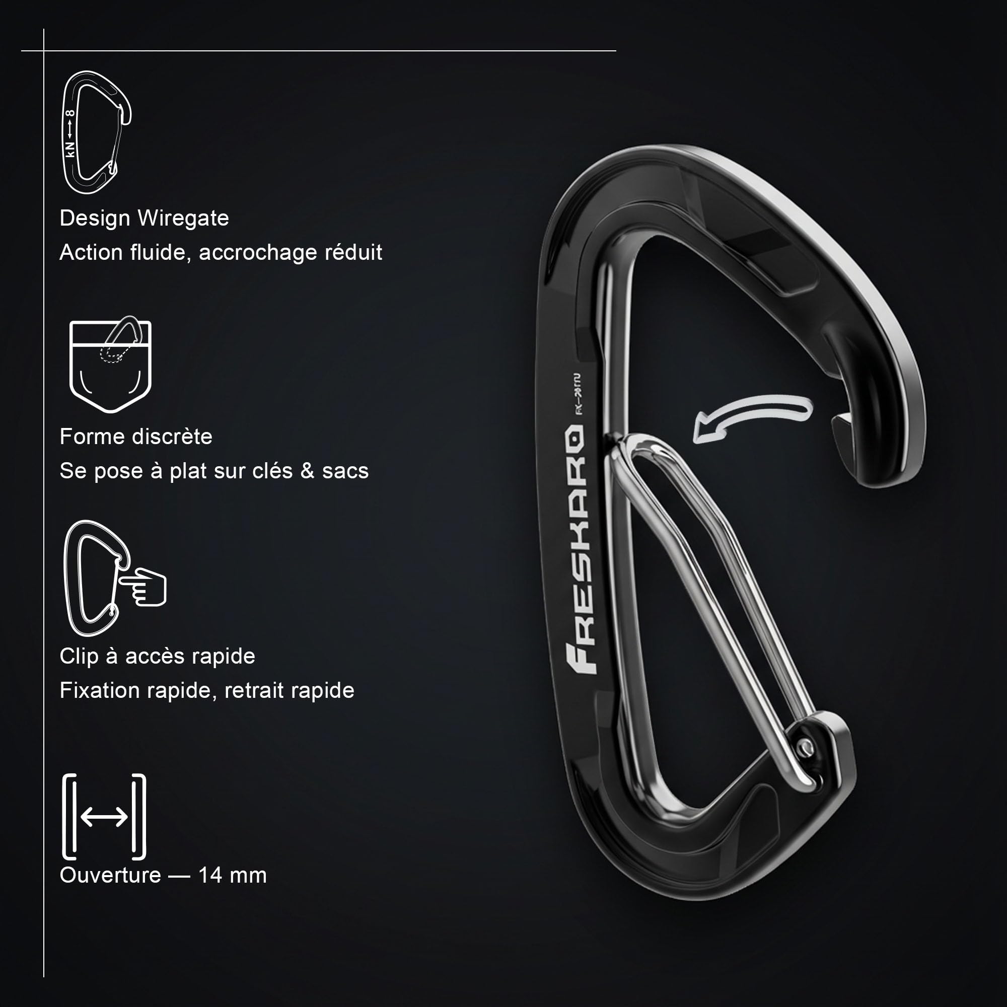 FresKaro 5pcs Mousqueton Dégaines, Aluminium 7075, 8kN-816kg, Mousquetons avec Ressort Acier Inoxydable, Solide Ultra Resistant, pour Clef, Sac à Dos, Randonnée, Mini 6cm, Multi-Couleurs Arc-en-Ciel