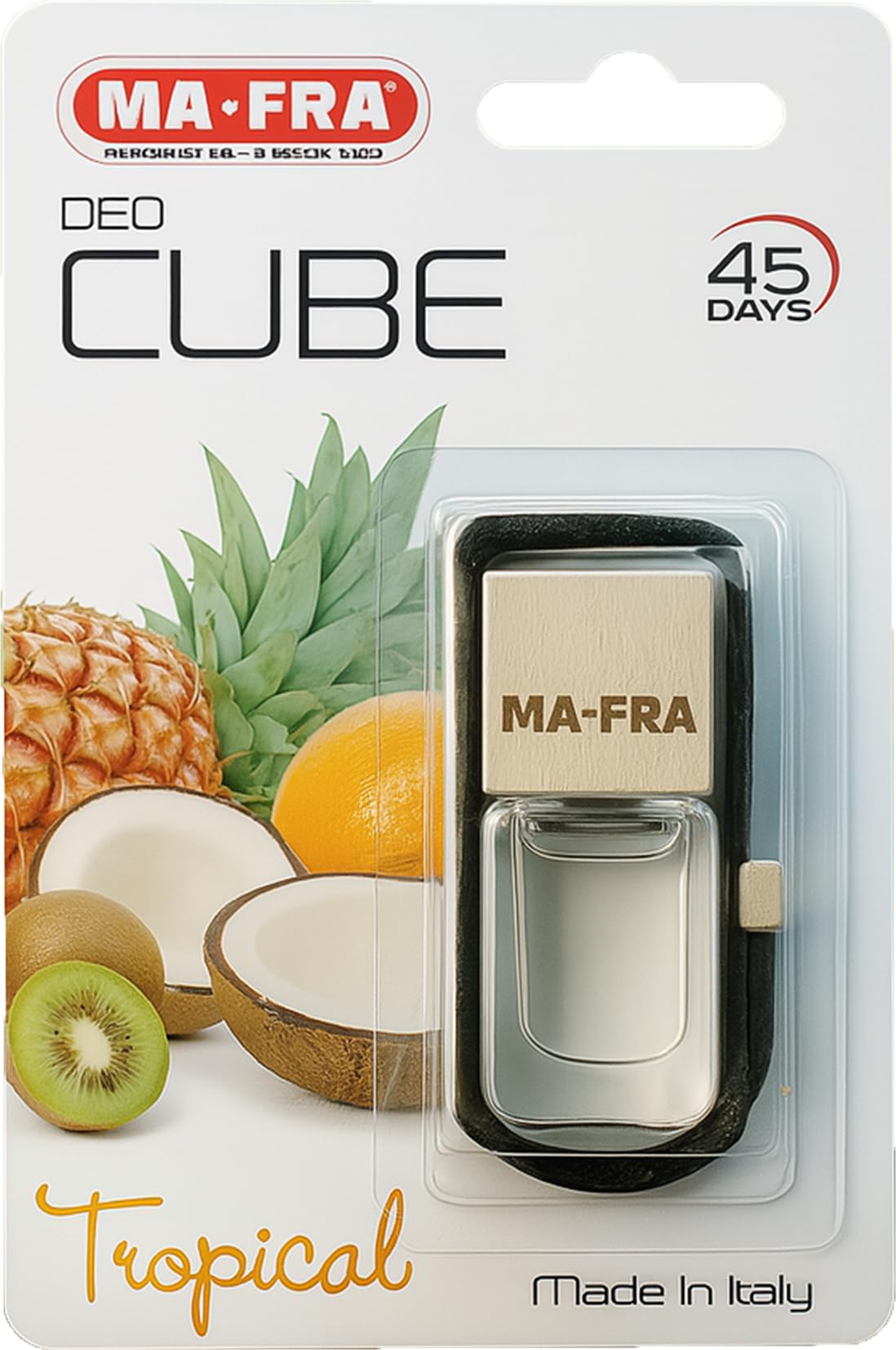 Ma-Fra Deo Cube Car Perfume Tropical – 5ml Liquid Aroma | Exotic Fruity Fragrance | Long-Lasting Air Freshener | Glass Cube Bottle | Use in Car, Room or Office