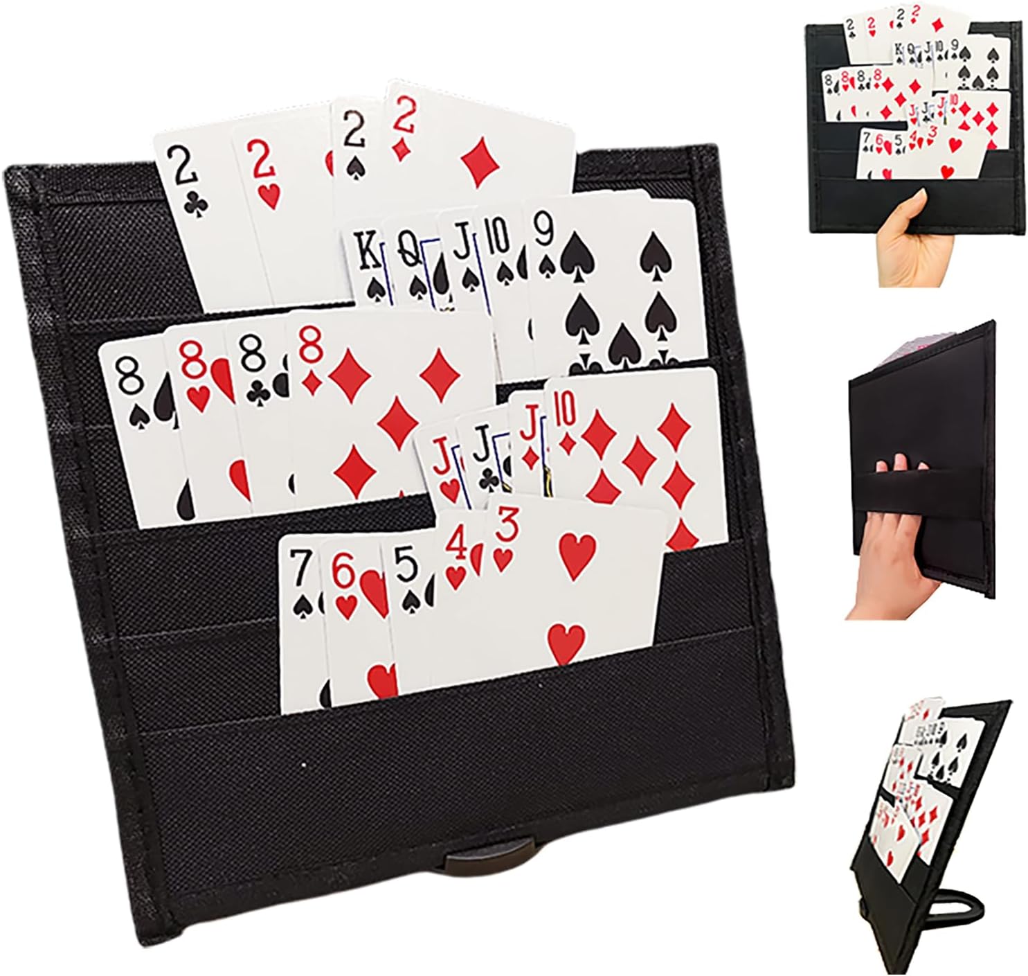 2 Pack Playing Cards Holders Stands Decks with Foldable Tabletop Stand, 5 Layers Design for Poker UNO Cards，Ultra-Thin and Easy to Store, Ideal for Family Fun Game Night and Travel