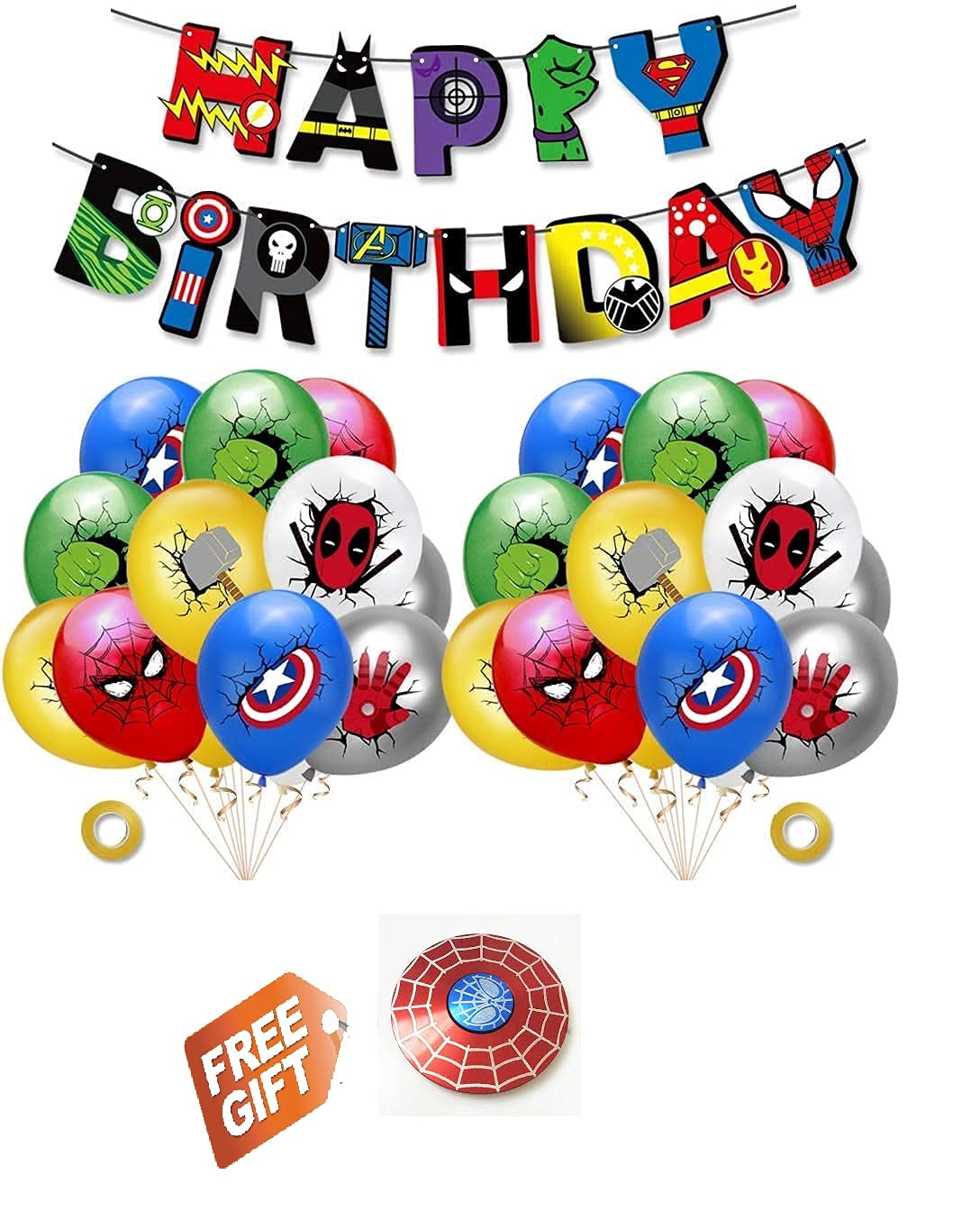 Birthday Party Decoration Kit for Boys | Superhero Confetti Balloons with Banner Happy Birthday Celebration Set