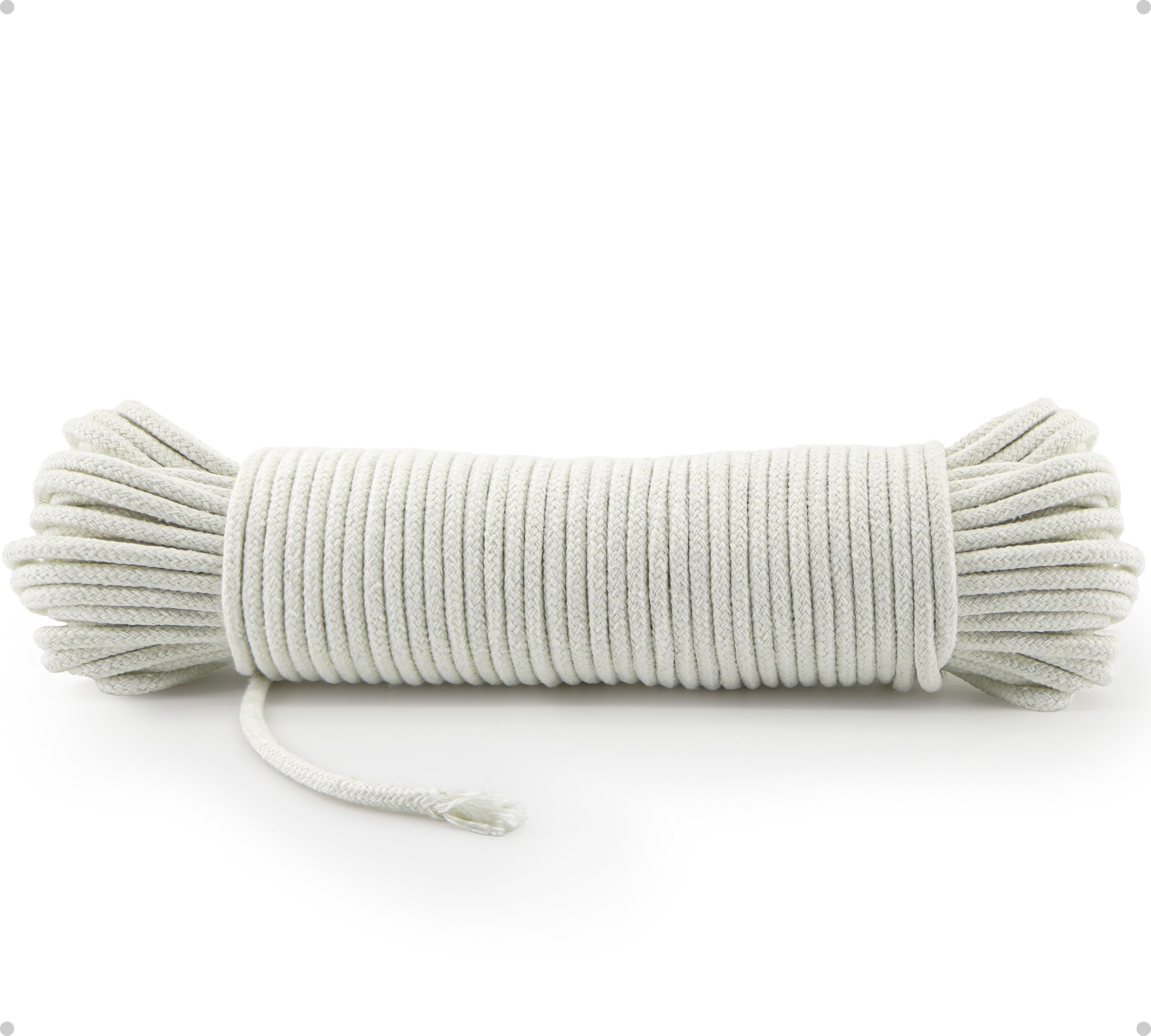Photo 1 of 100ft 3/16" Clothesline White Braided Cotton Rope Strong for Crafts Laundry