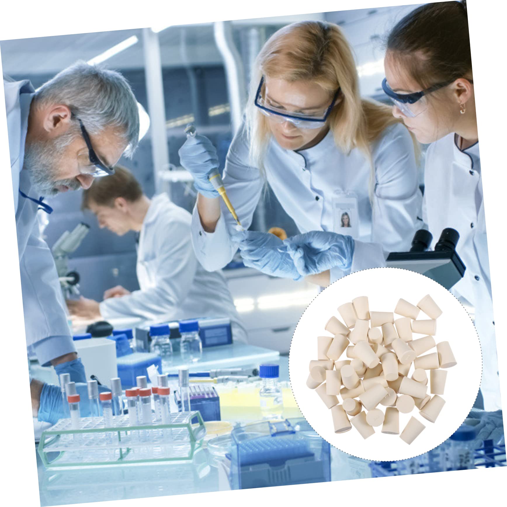 FUNOMOCYA 50 Pcs Rubber Stopper Tapered Flask Plug Laboratory Bottle Stopper Plug Bottle Plugs Tapered Flask Sealing Plug Bottle Hole Stopper Bottle Stoppers Test Tube Plugs White