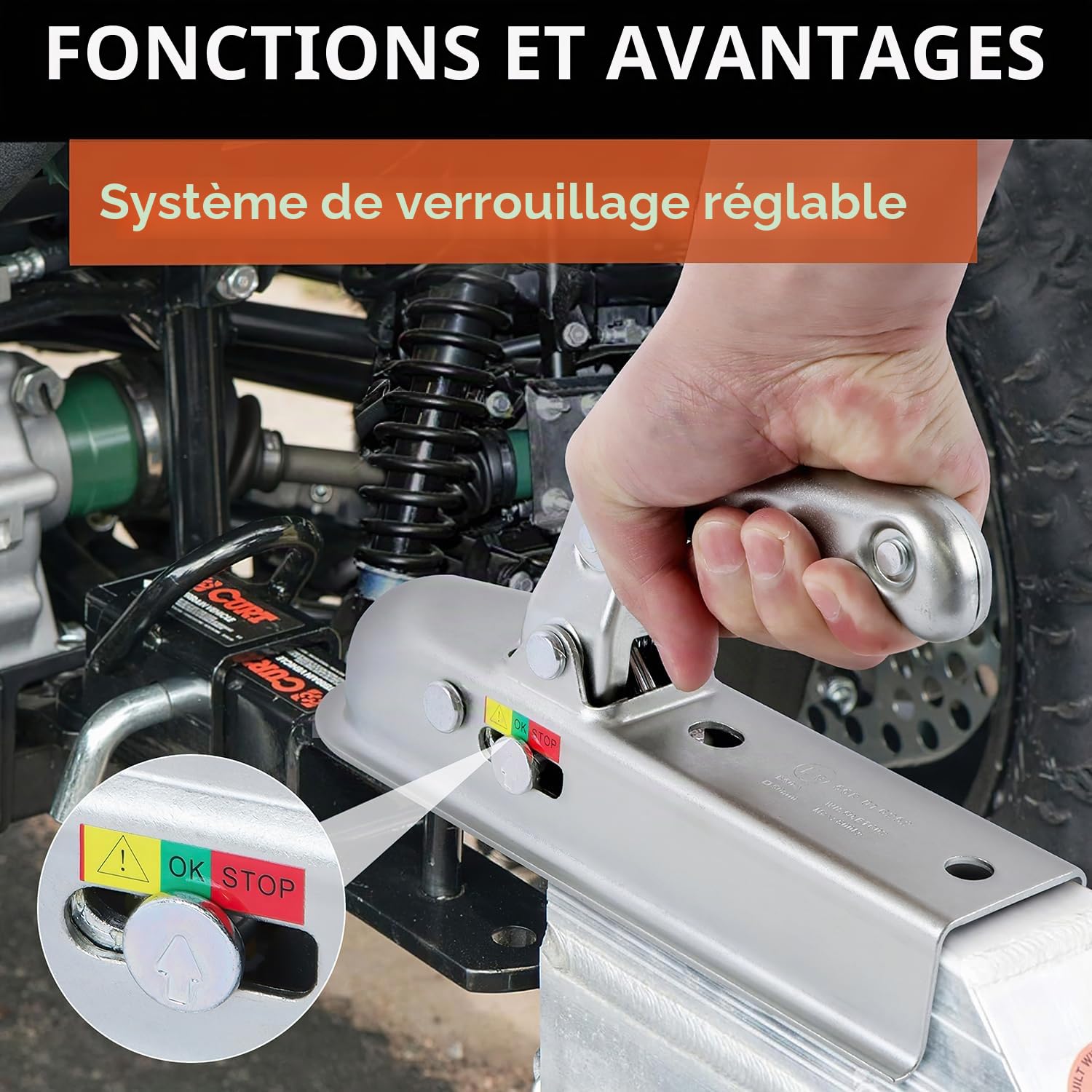 Attelage à boule d'attelage - 50 mm - Boule d'attelage ronde - Charge de traction : 800 kg - Pour voiture