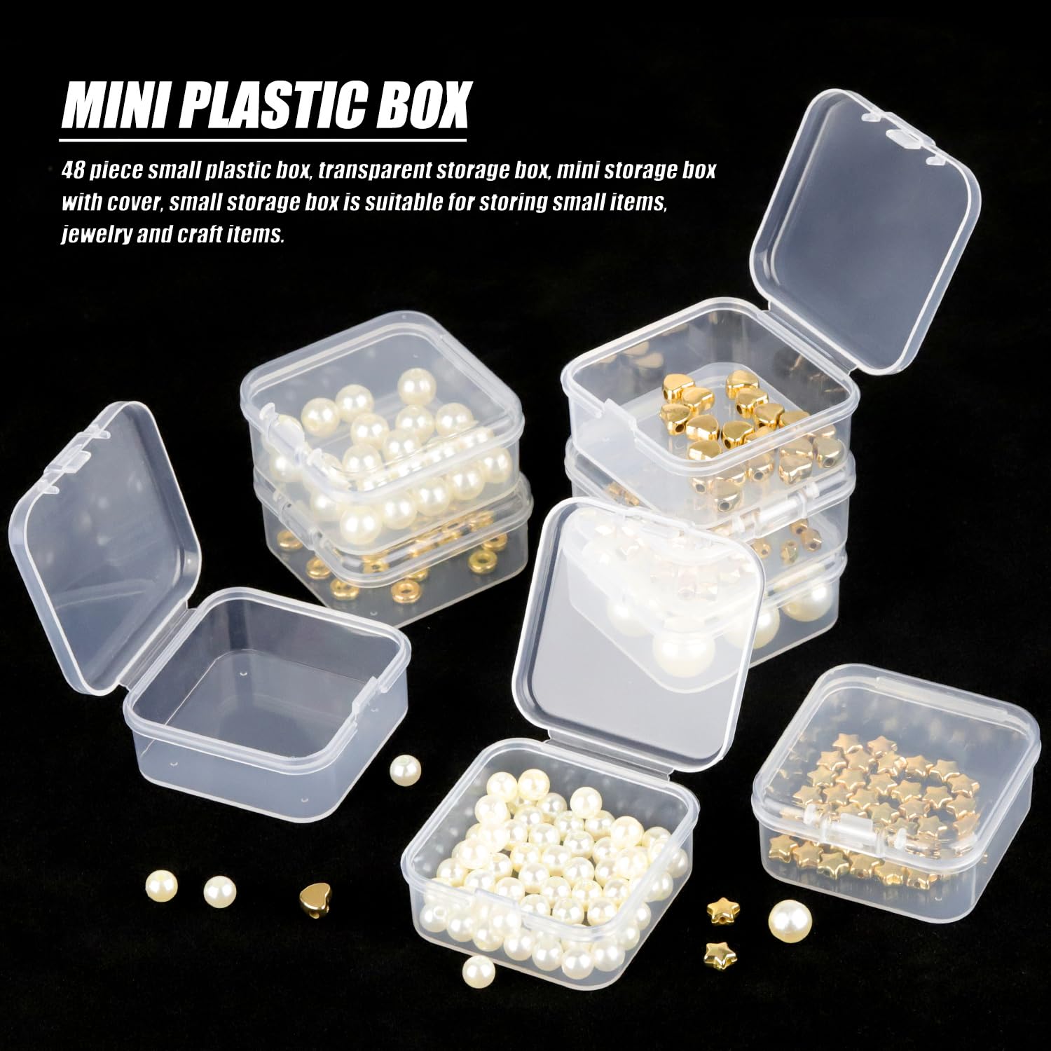Prmape 48 Pieces Small Storage Box with Lid, 4.5 * 4.5 * 2cm Mini Rectangular Plastic Boxes - Image 4