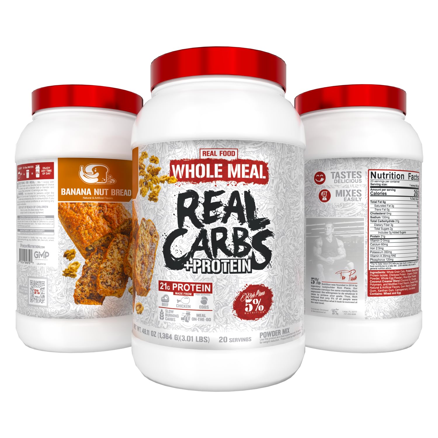 5% Nutrition Real Carbs + Protein Powder (Banana Nut Bread) — Amazon image 2
