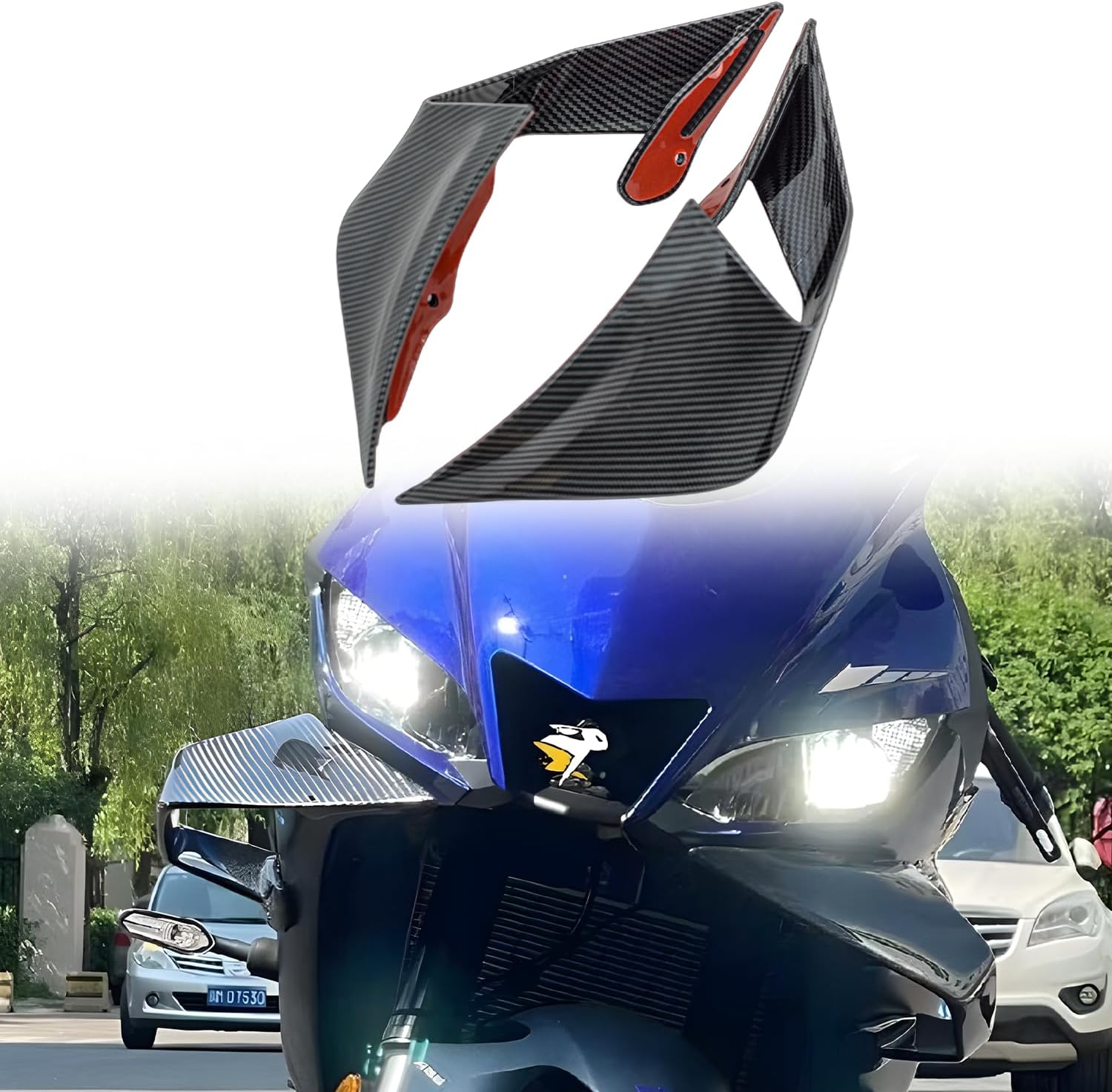 Fairing for Yamaha R3 - Spoiler Wing for Yamaha R3 2019-2022, Front Spoiler for Yamaha Fairing, Easy Installation of Yamaha Winglet (Carbon Fiber)