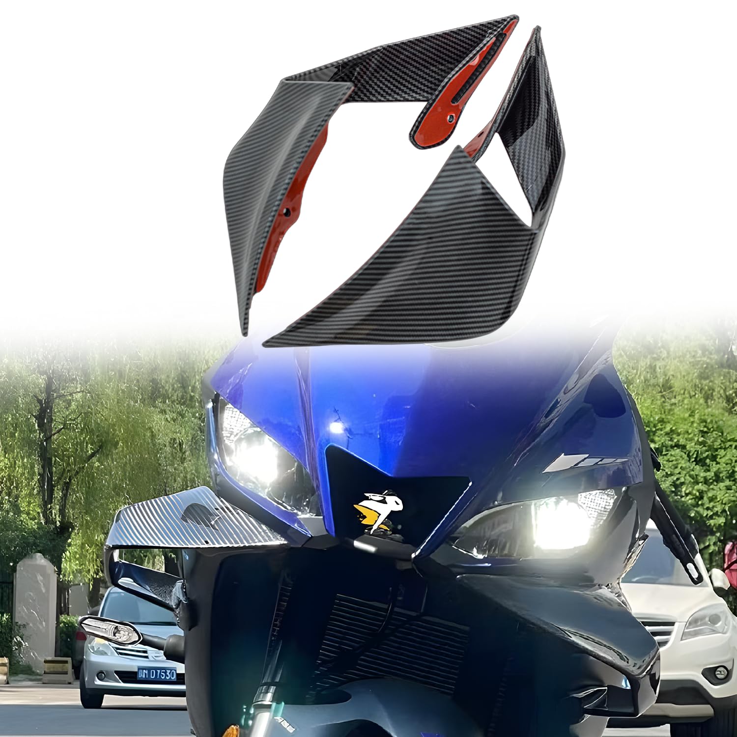Photo 1 of Fairing for Yamaha R3 - Spoiler Wing for Yamaha R3 2019-2022, Front Spoiler for Yamaha Fairing, Easy Installation of Yamaha Winglet (Carbon Fiber)
