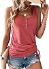 Paquete de 2 Blusas sin Mangas para Mujer, Camisetas Tipo Henley Holgadas 3