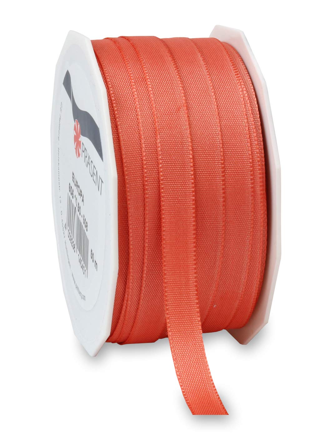 Präsent - Europa Taffeta Ribbon Living Coral 10 mm Width, 50 m Length, Lime Green