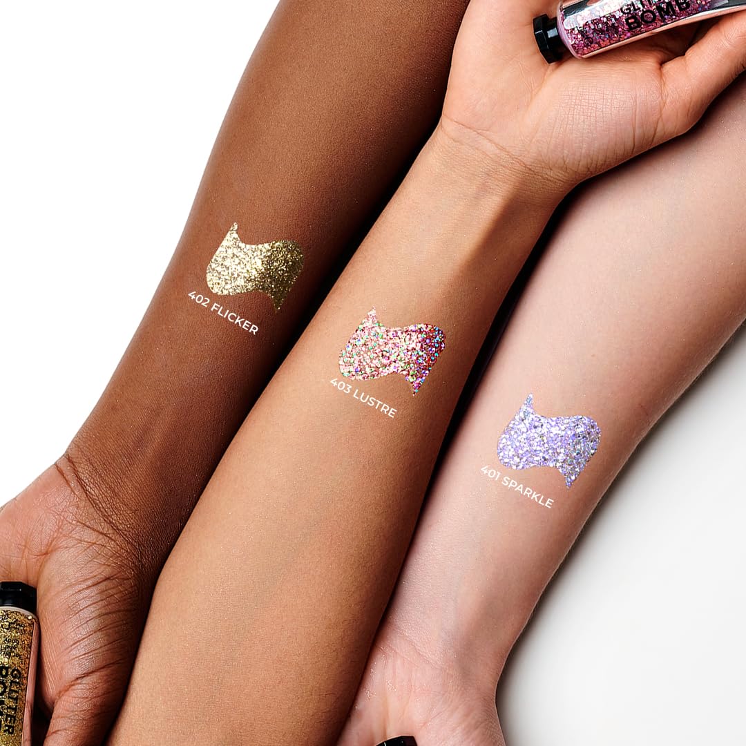 Lamel- 401 Insta Body Glitter Bomb - Blue Silver, Radiant & Glowing Skin, Easy to Use & Long-Lasting, Biodegradable Formula, Body Highlighter for Women - 20ml - Image 7 thumbnail