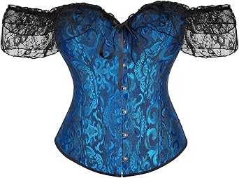 luoluoluo Women's Basque Gothic Bustier Boned Satin Lace up Overbust Jacquard Steampunk Corset Top Vintage Strapless Ruched Corset Renaissance Push Up Bodyshaper Top Plus Size Costume for Club Party