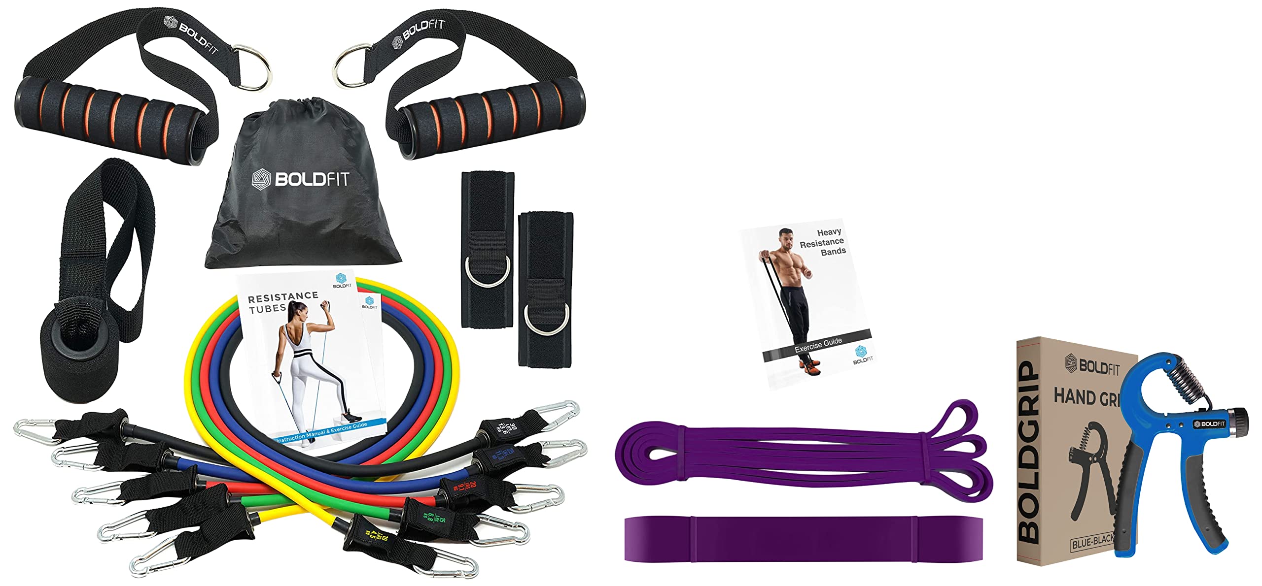 Boldfit Natural Rubber Resistance Band Set, Multicolor, L & Hand Grip 10kg to 60kg Adjustable Strength for Gym Workout & Home Use Blue & Heavy Resistance Band for Exercise & Stretching (B09SSTC43T) Amazon Price History, Amazon Price Tracker