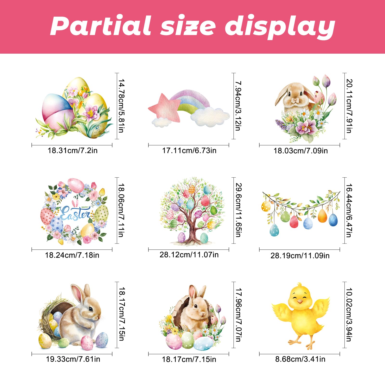 Autocollants Fenêtre Pâques 81 Pièces - Arbre, Lapins, œufs Motifs - PVC Réutilisable - Décoration Printanière