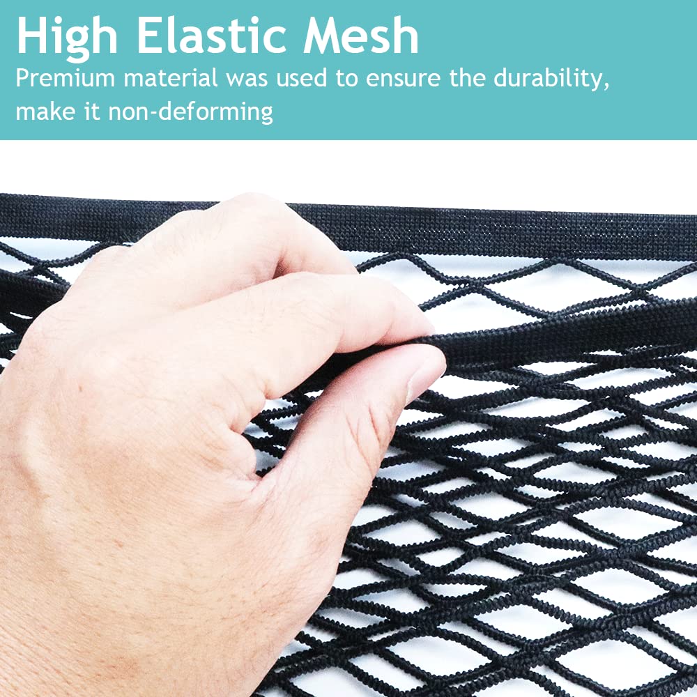 BestEvMod für Mach E Zubehör, Umschlag-Stil, Kofferraum-Gepäcknetz, dehnbar, Kofferraum-Organizer, Gepäcknetz, elastisches Netz mit Haken, kompatibel mit Mustang Mach-E 2021 2022 2023 2024Zubehör2