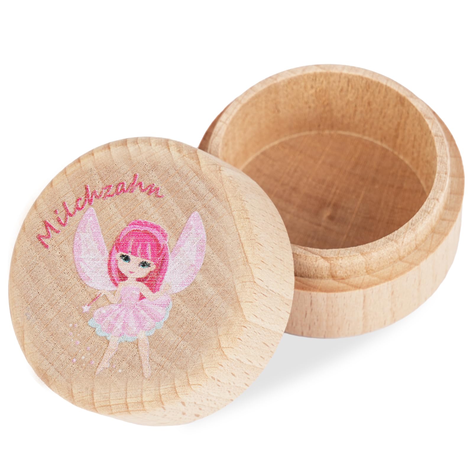 Aolso Wooden Milk Tooth Box, Milk Tooth Box for Girls and Boys, Wooden Tooth Box for Milk Teeth with Name to Stand, Tooth Box for Tooth Fairy Gifts with Display Function (Fairy)