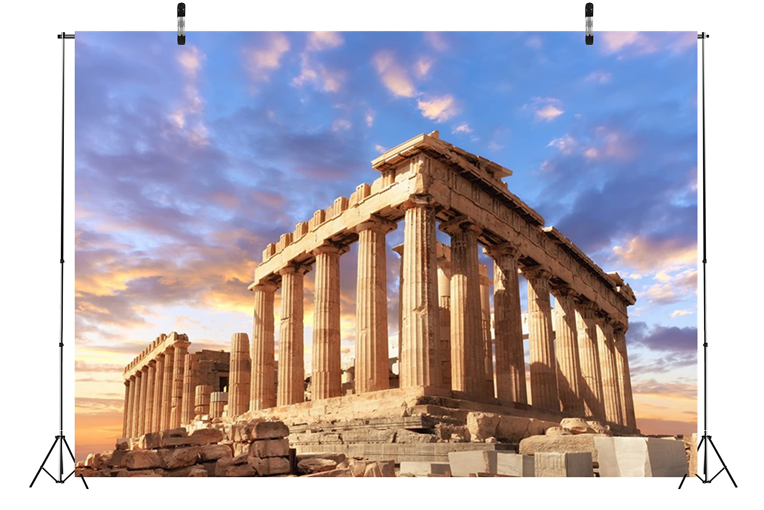 BELECO 3x2.5m Toile de Fond pour Photographie Grecque Antique, Temple du Parthénon dans l'Acropole d'Athènes, Grèce, Toile de Fond pour Fournitures de fête mythologique