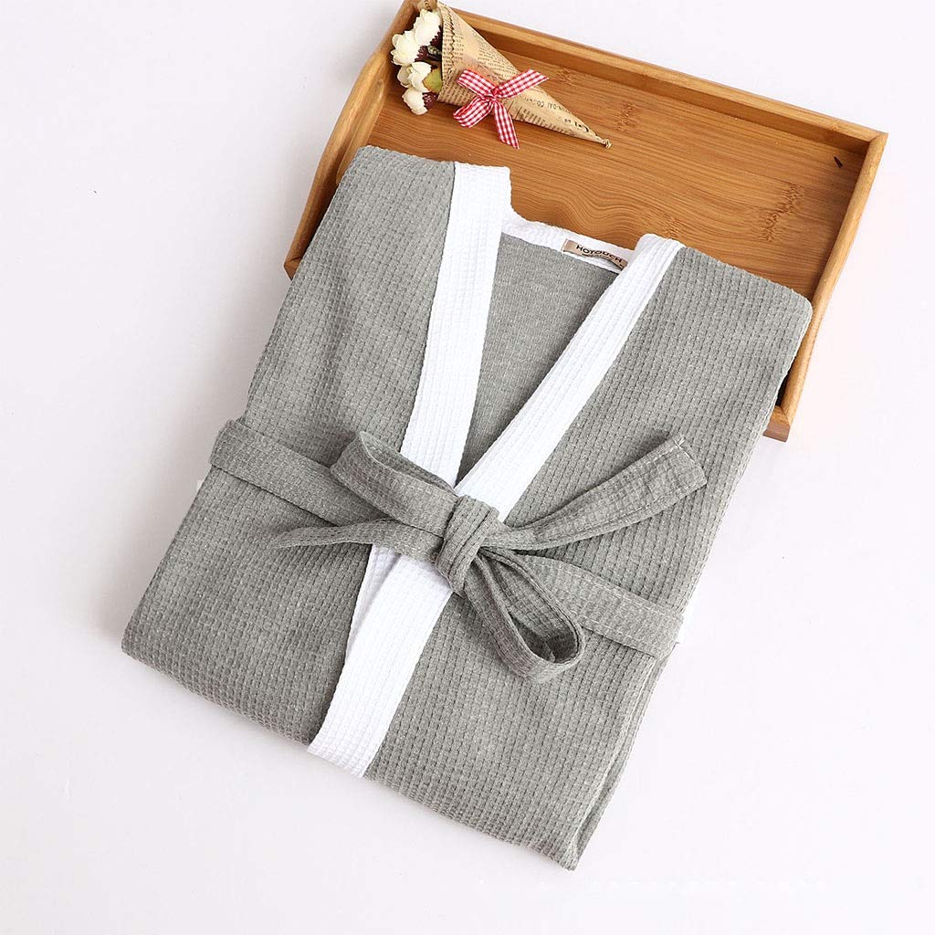 Accappatoio Vestaglia Uomo Accappatoio in Cotone Leggero, Uomo Kimono Accappatoio, Indumenti da Notte Loungewear Asciugamano Lungo Mens Hotel Spa Bagno Pigiama
