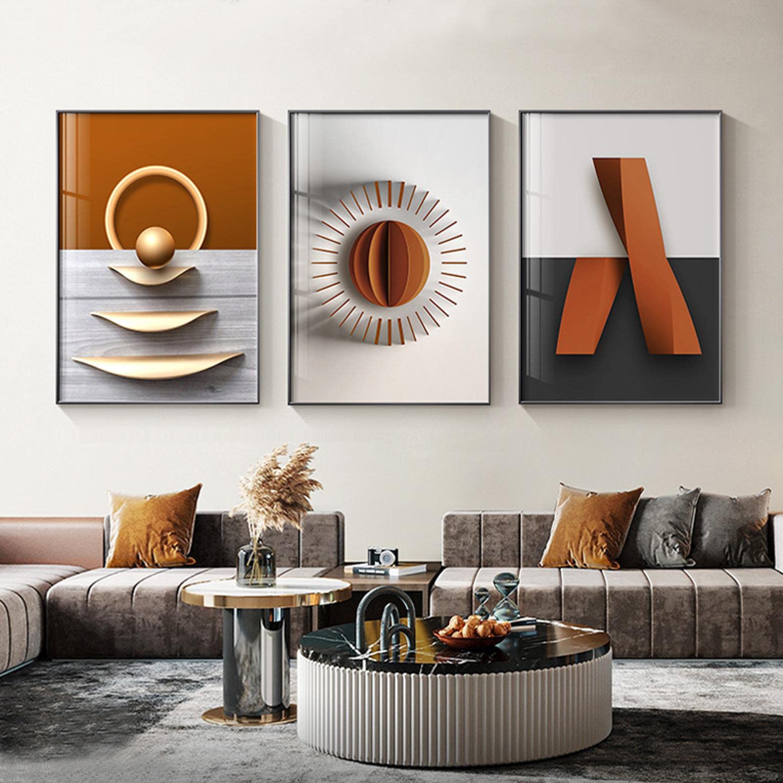 Art Impressions Sur Toile Tableau Toile Peinture Peinture Nordique Abstrait Or Vert Murale Art Poster Moderne ImprimerSalon Decoration Murale Tableau 30x40cm (Sans Cadre