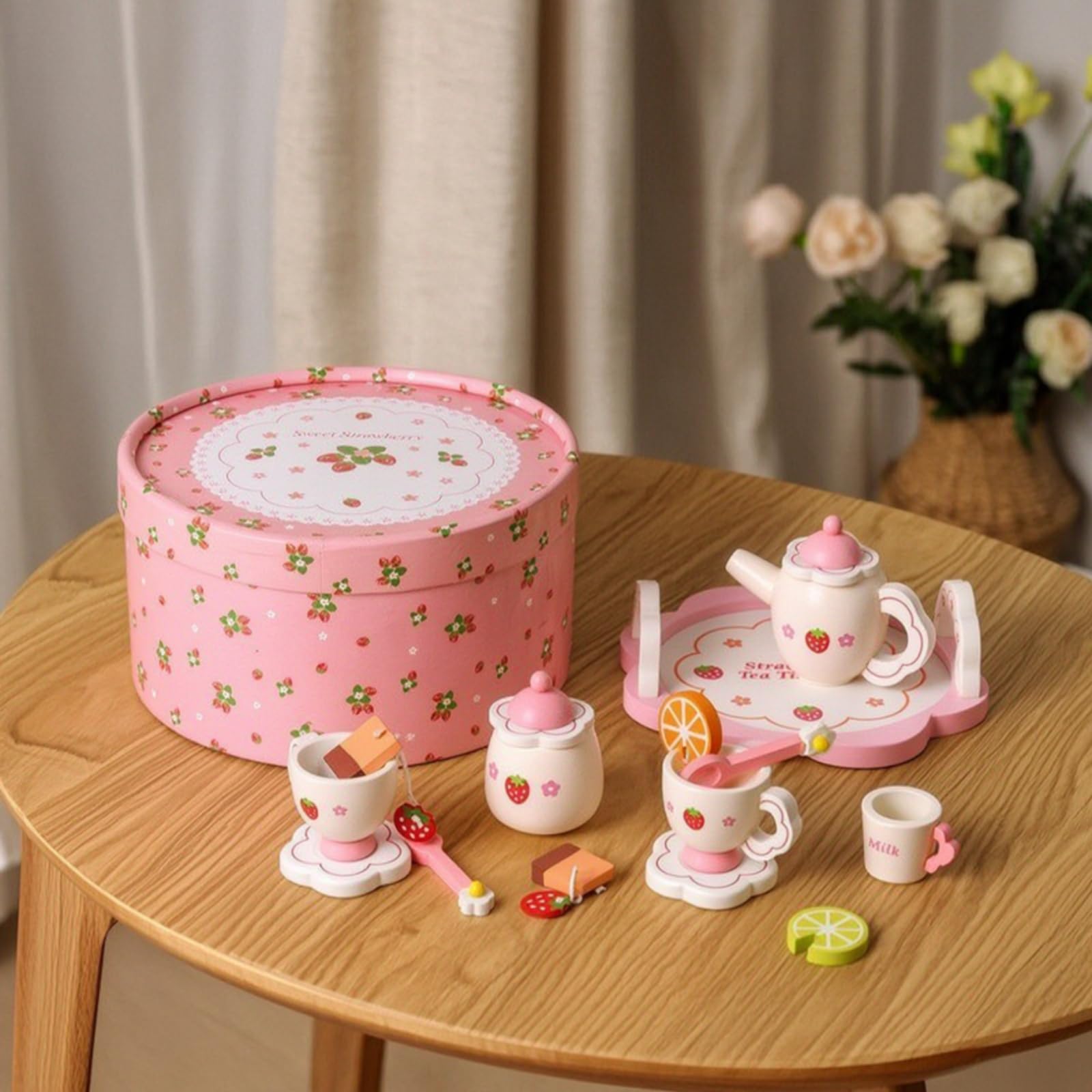 Qianly Juego Té Juego Té con Caja Almacenamiento Didáctico Juguete para Niñas