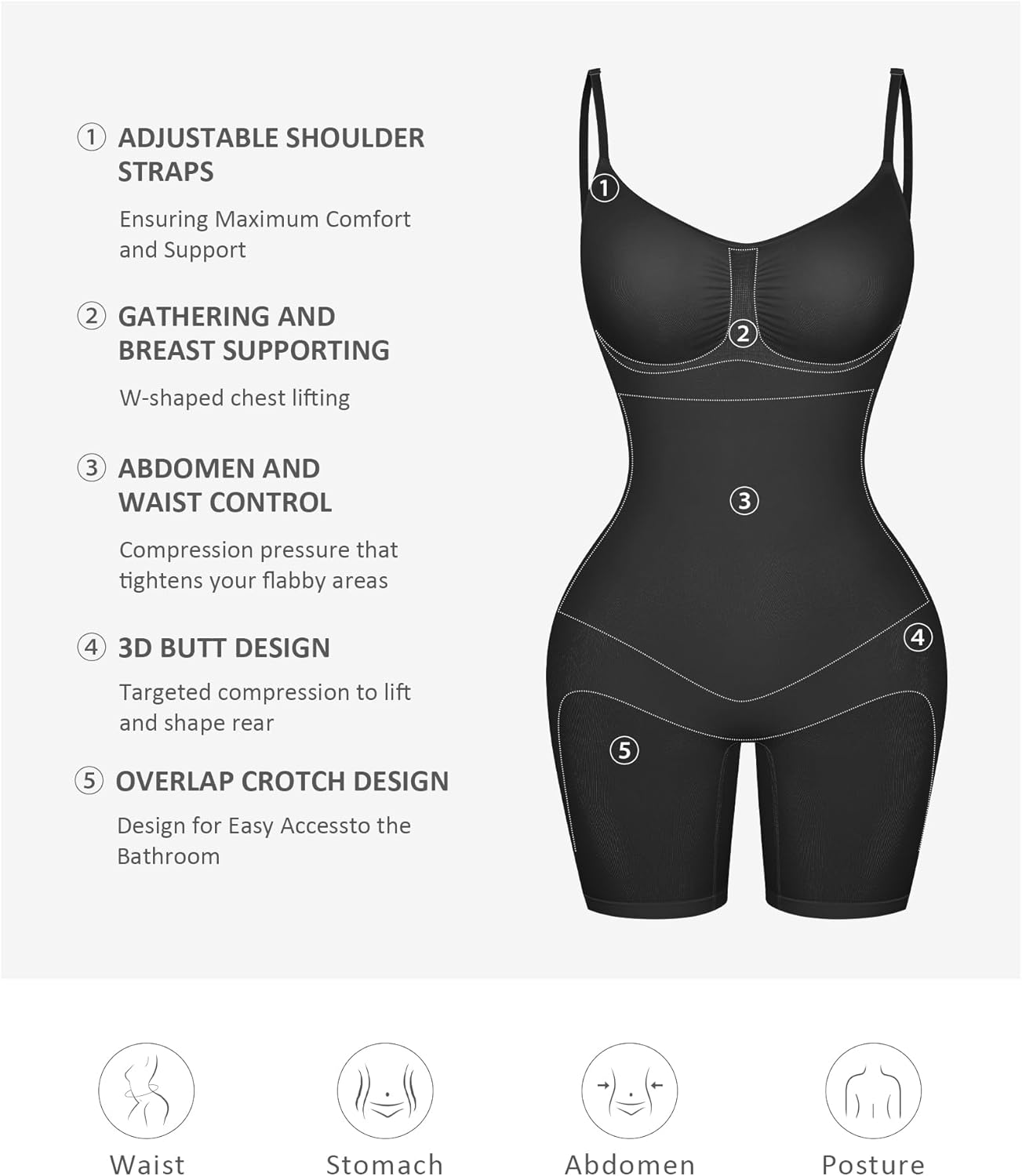 FeelinGirl Shapewear Tummy Control Seamless Bodysuit Hip Enhancer Body Shaper for Women - Image 6