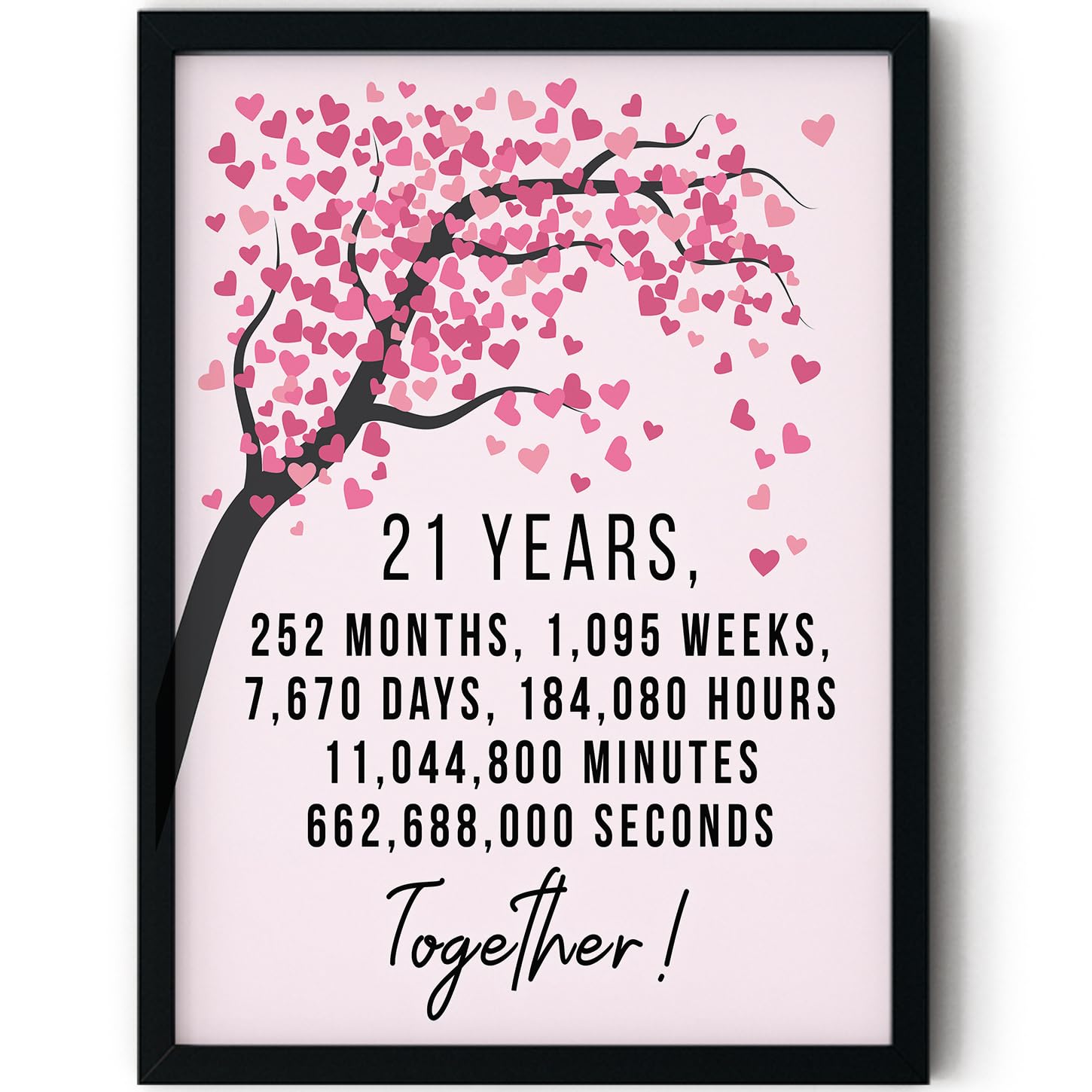 Stuff4 Women's 21 St Anniversary Poster Framed, Years 252 Months