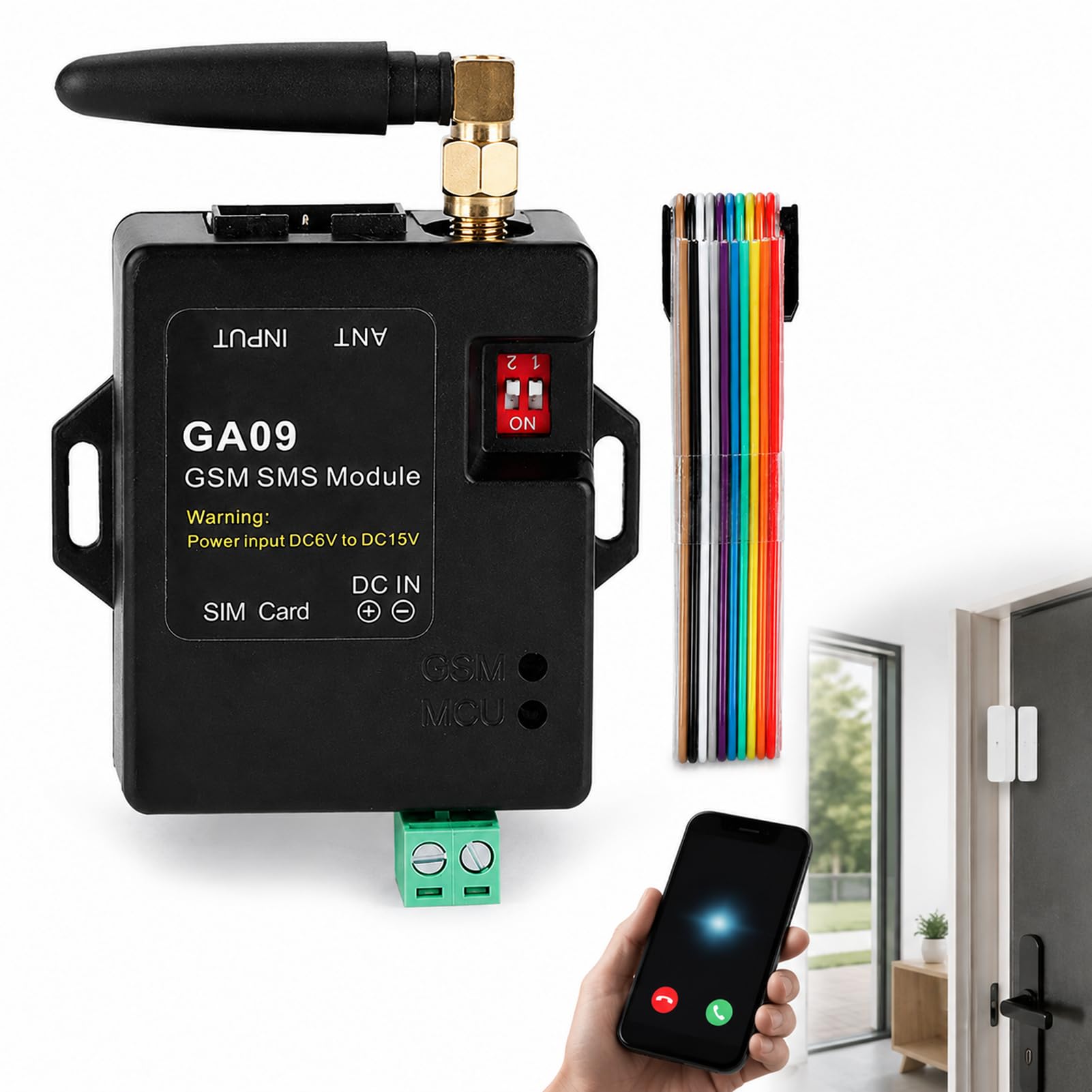 BuyWeek System alarmowy GSM, GA09 DC 5 V 8 CH, bezprzewodowy inteligentny SMS do domu i magazynu