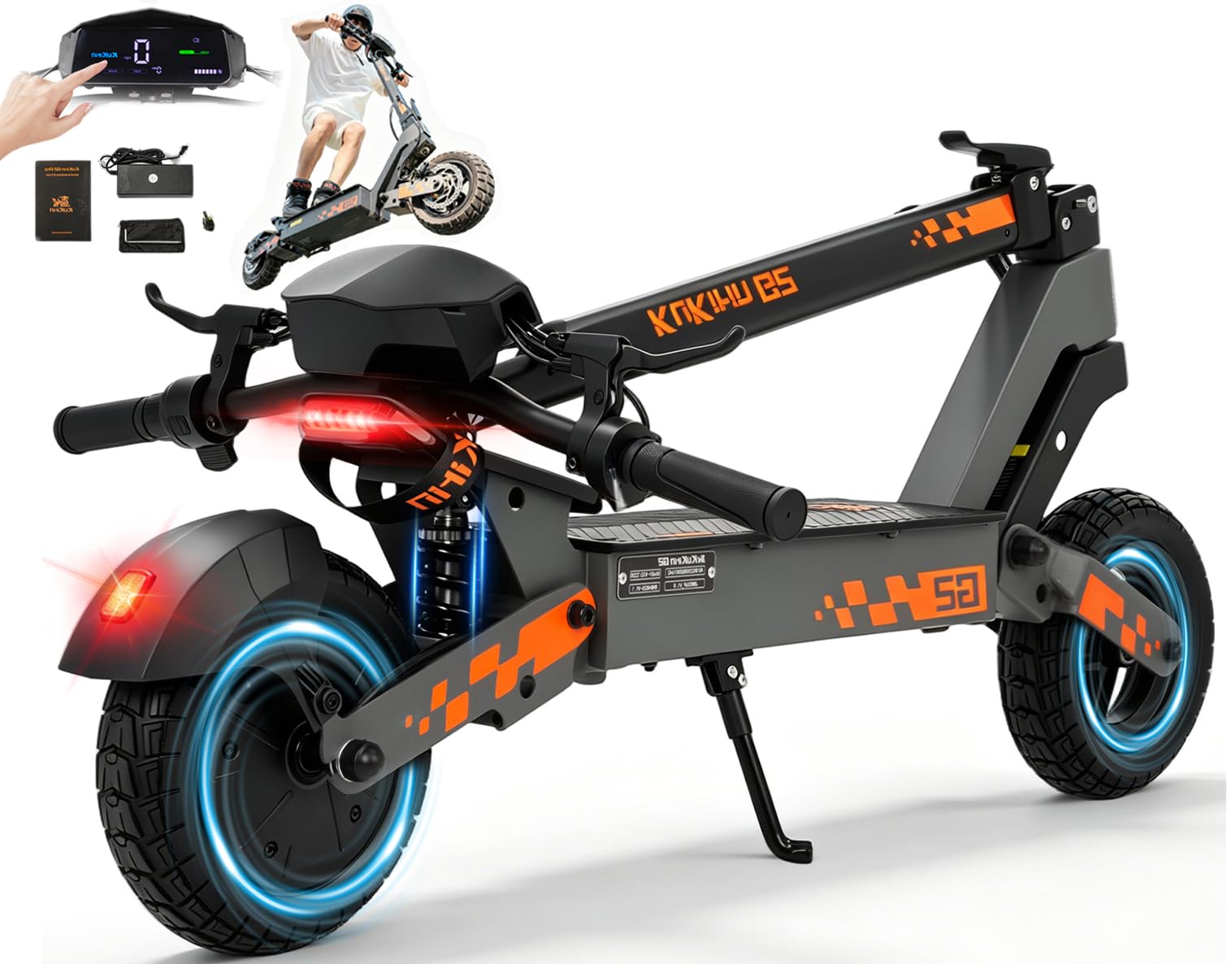 KuKirin G2 Monopattino Elettrico Adulto, Scooter Elettrico Pieghevole, Autonomia fino a 55 km, Schermo Touch, Batteria 48V 15.6Ah BMS, Pneumatici Tubeless 10 Pollici, Doppia Sospensione- Regalo Feste