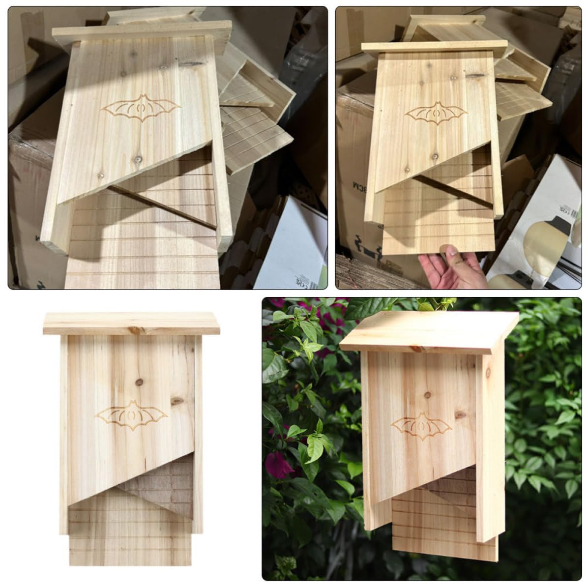 Casetta per Pipistrelli Giardino Atmosfera di Halloween in Legno Beige