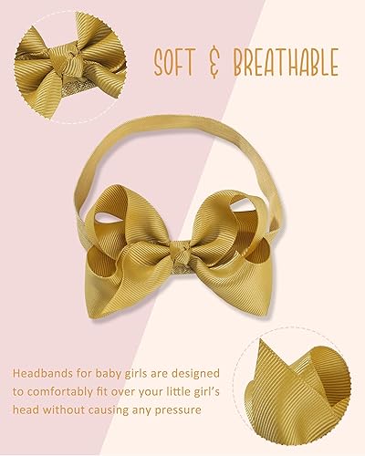 Miniatura 9 de jollybows 30 piezas Diademas con Lazos de Cinta Grosgrain para Bebés Niñas 4" Banda Elástica para el Cabello Accesorios para el Cabello para Bebés
