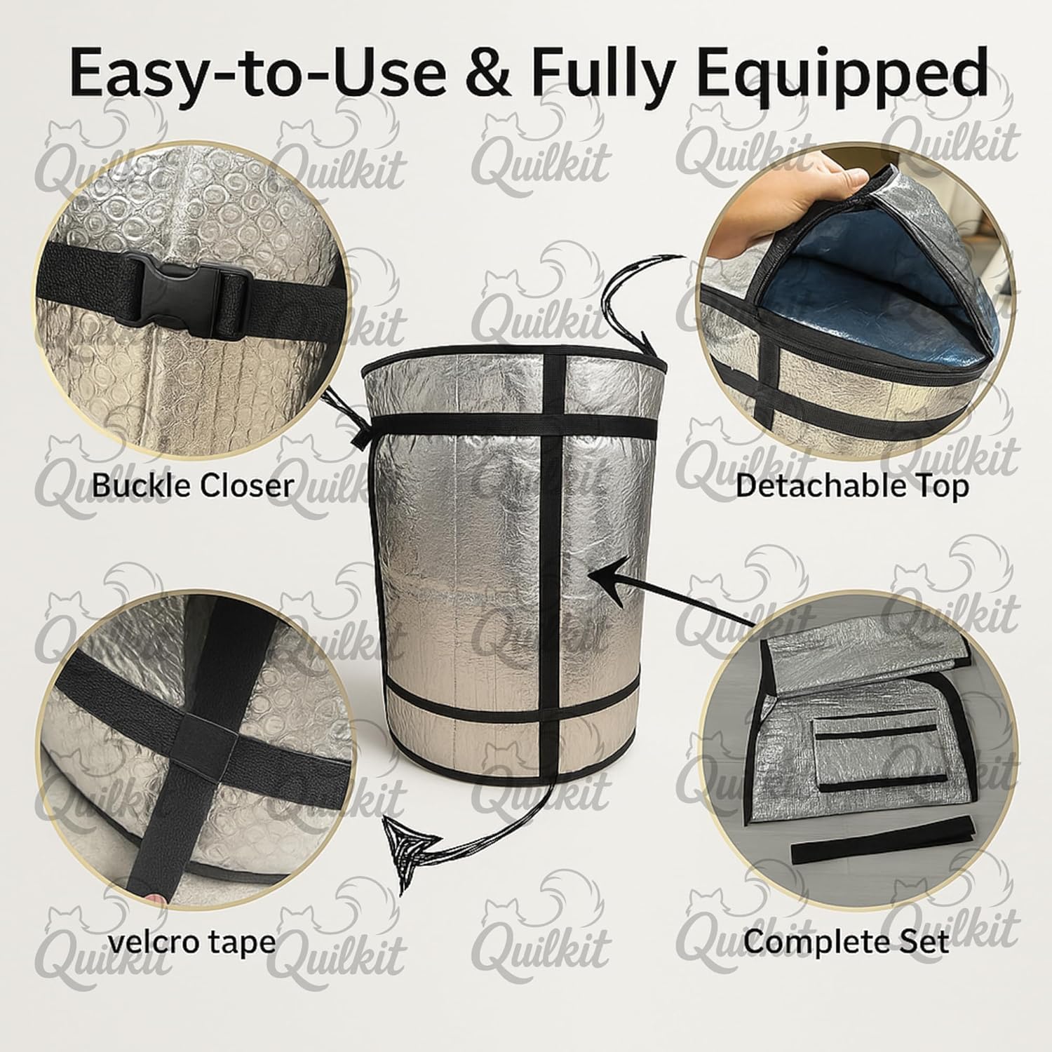 Quilkit Durable Water Tank Insulation Cover 1000 Litre | 3-Layer Fabric with Nylon Belt | Fits Standard 1000L Water Tanks 3